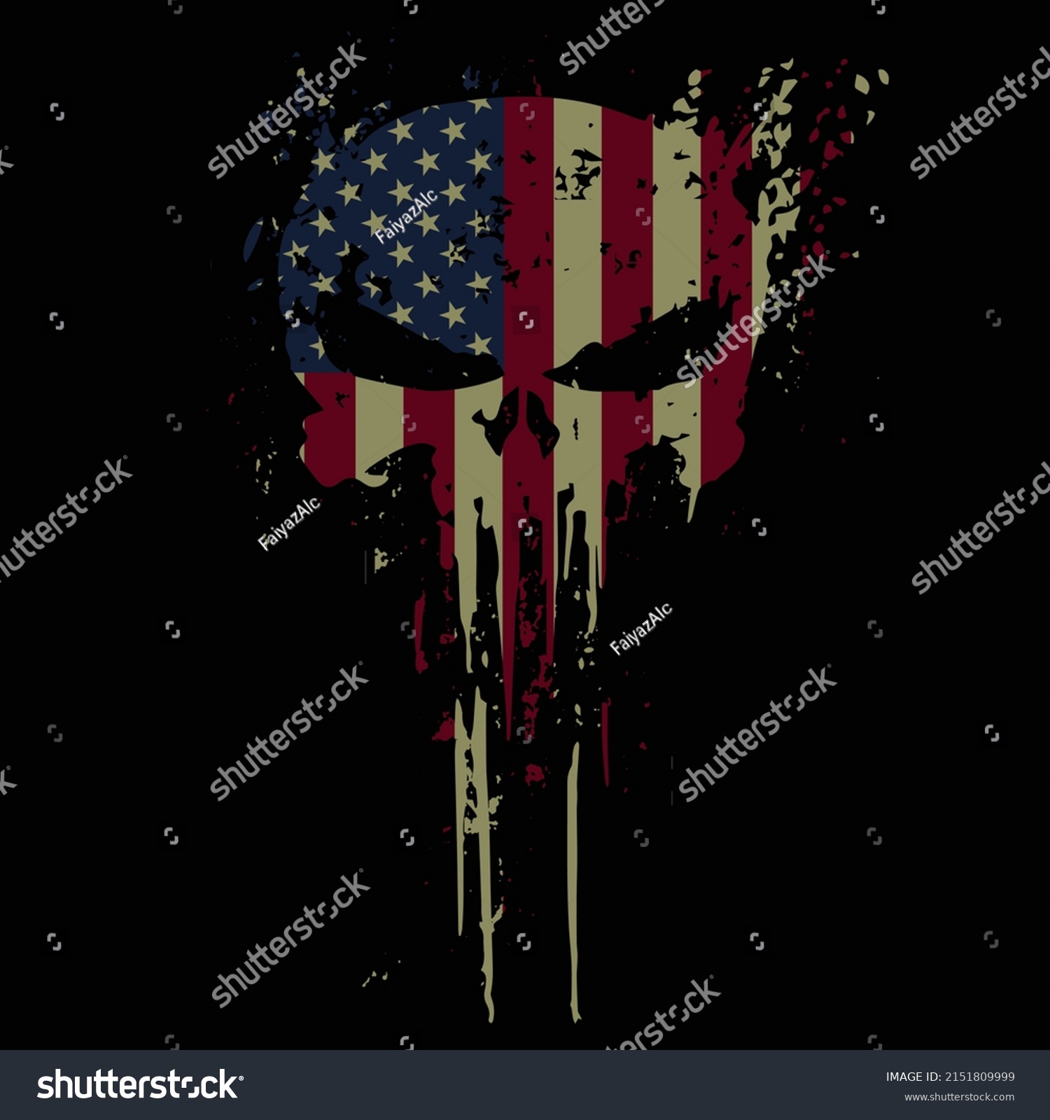 Skull Head Usa Flag Grunge Texture Stock Vector (Royalty Free ...