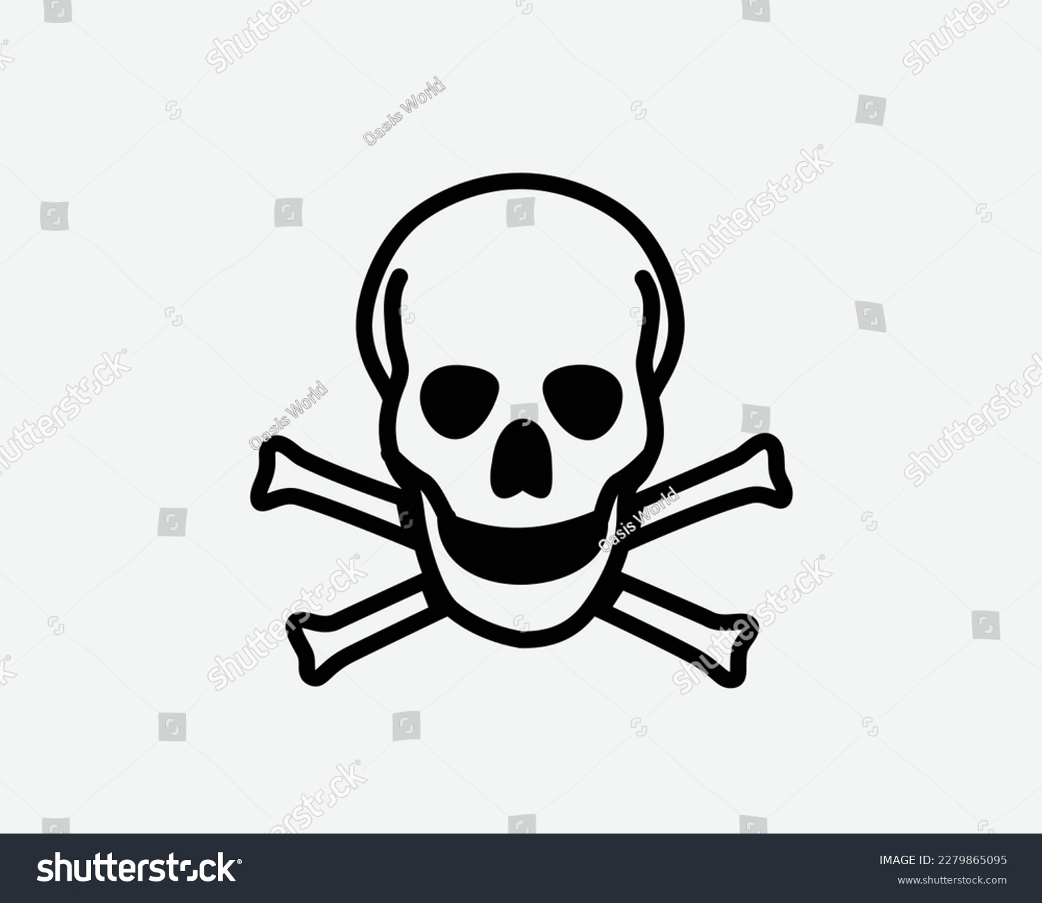 SVG of Skull Icon Death Poison Danger Pirate Cross Bone Dead Warning Vector Black White Silhouette Symbol Sign Graphic Clipart Artwork Illustration Pictogram svg