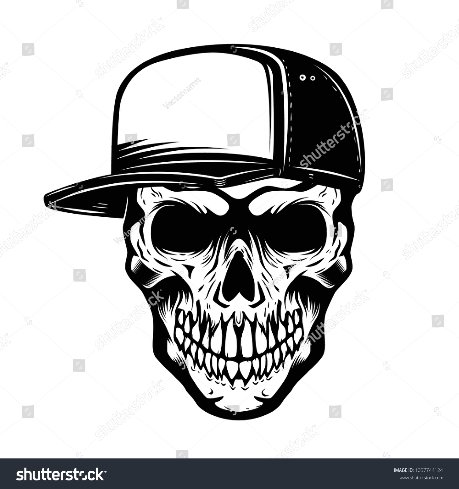 Skull Baseball Hat Isolated On White Stock Vector (Royalty Free ...