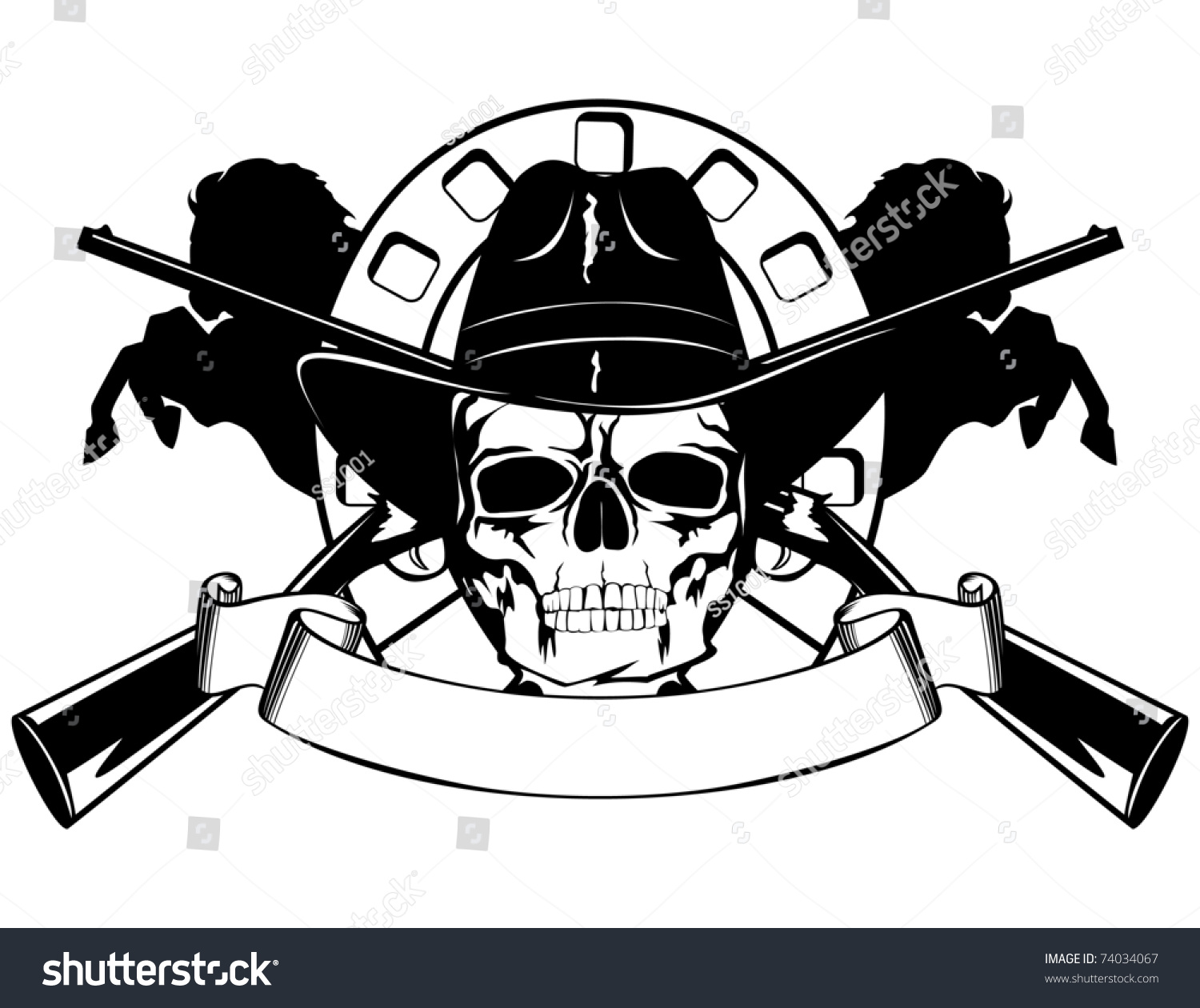 Skull In Black Hat With The Crossed Rifles Stock Vector Illustration ...