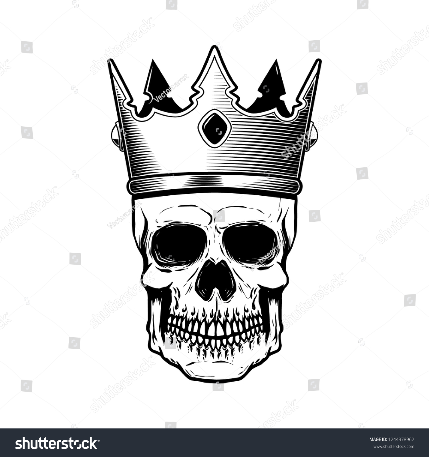 Skull King Crown Design Elements Logo Vetor Stock Livre De Direitos