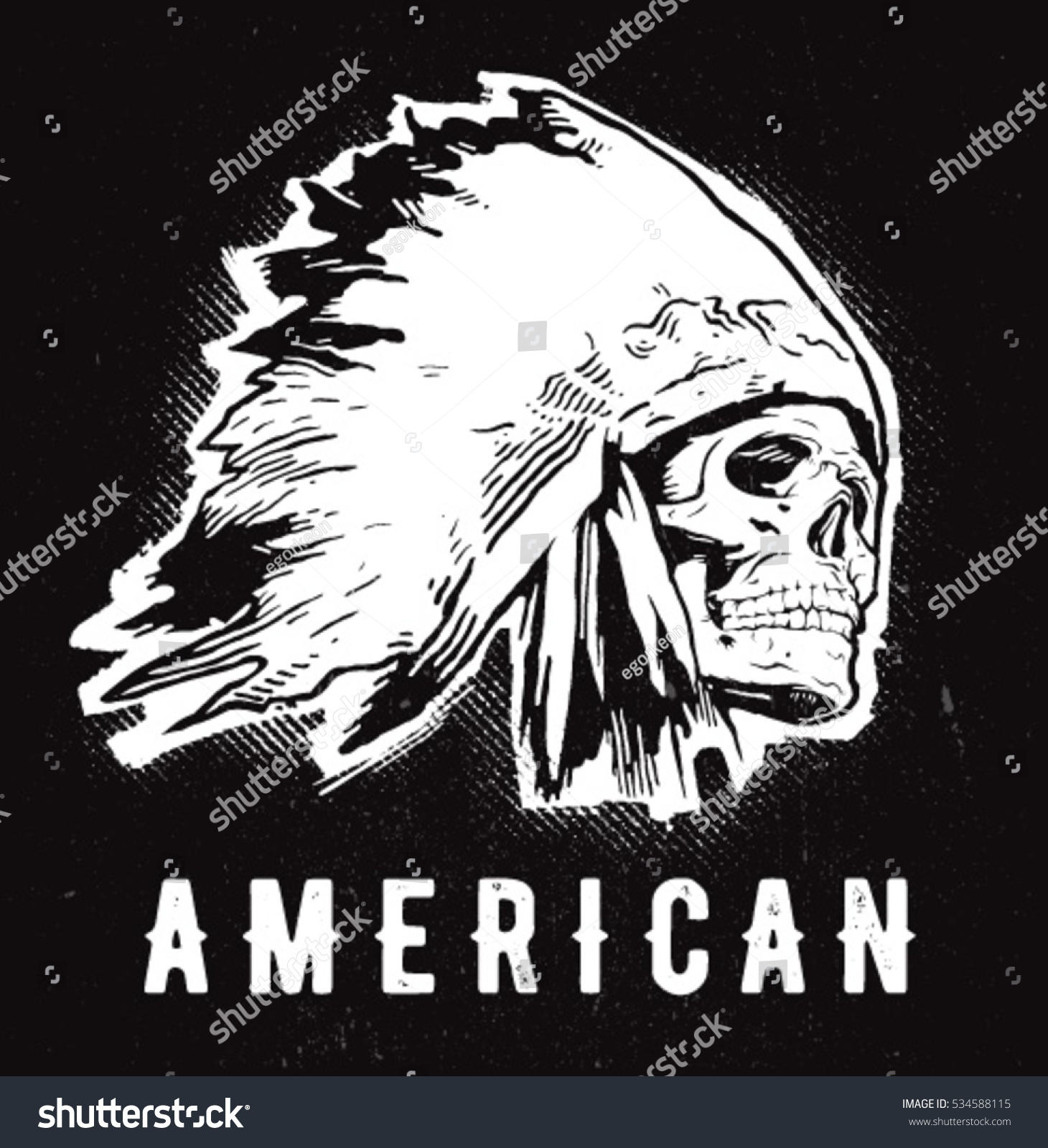 Skull Indian Chief Hand Drawing Style Stock Vector (Royalty Free ...