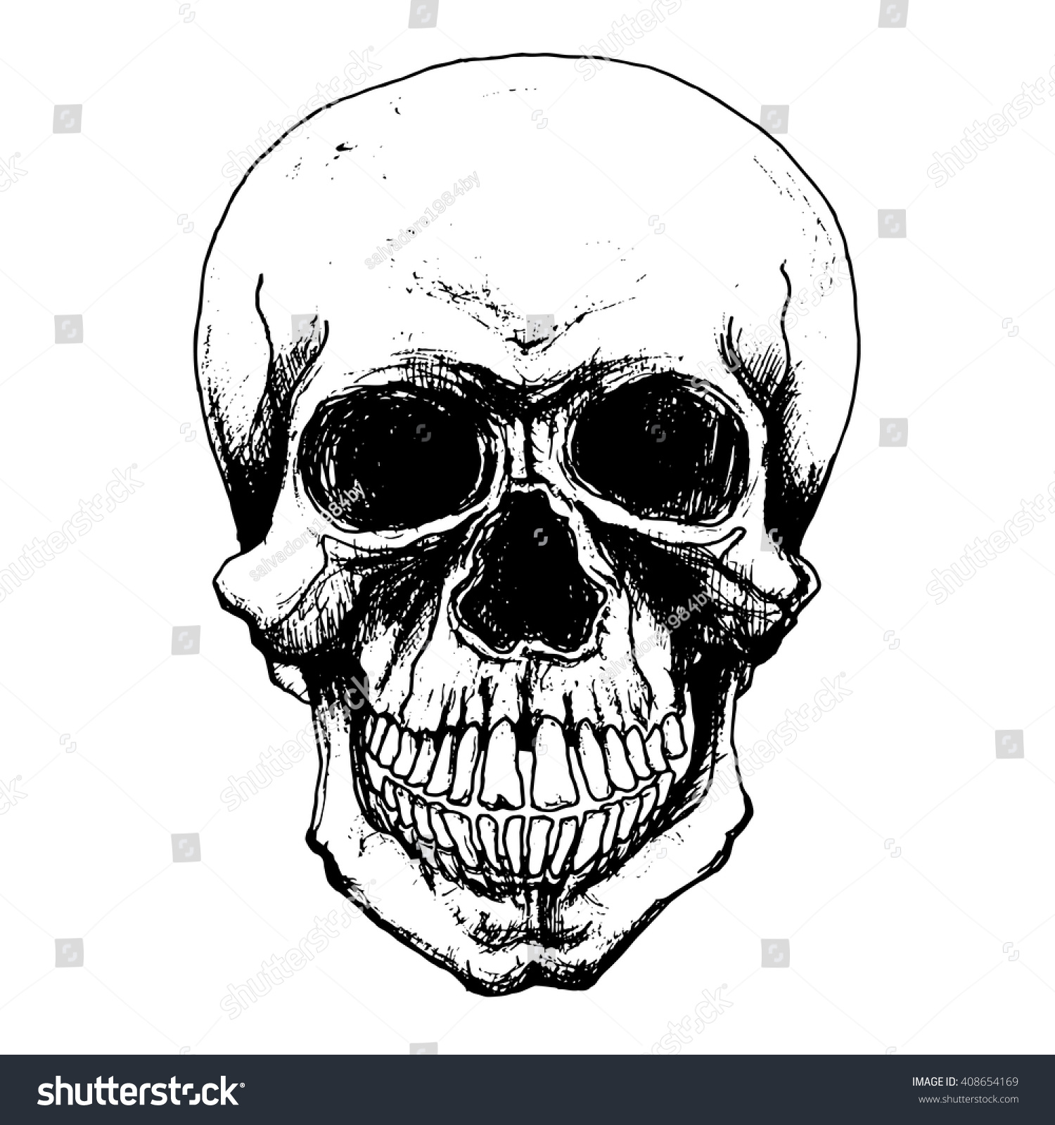 Skull Isolated On White Background Stock Vector Illustration 408654169
