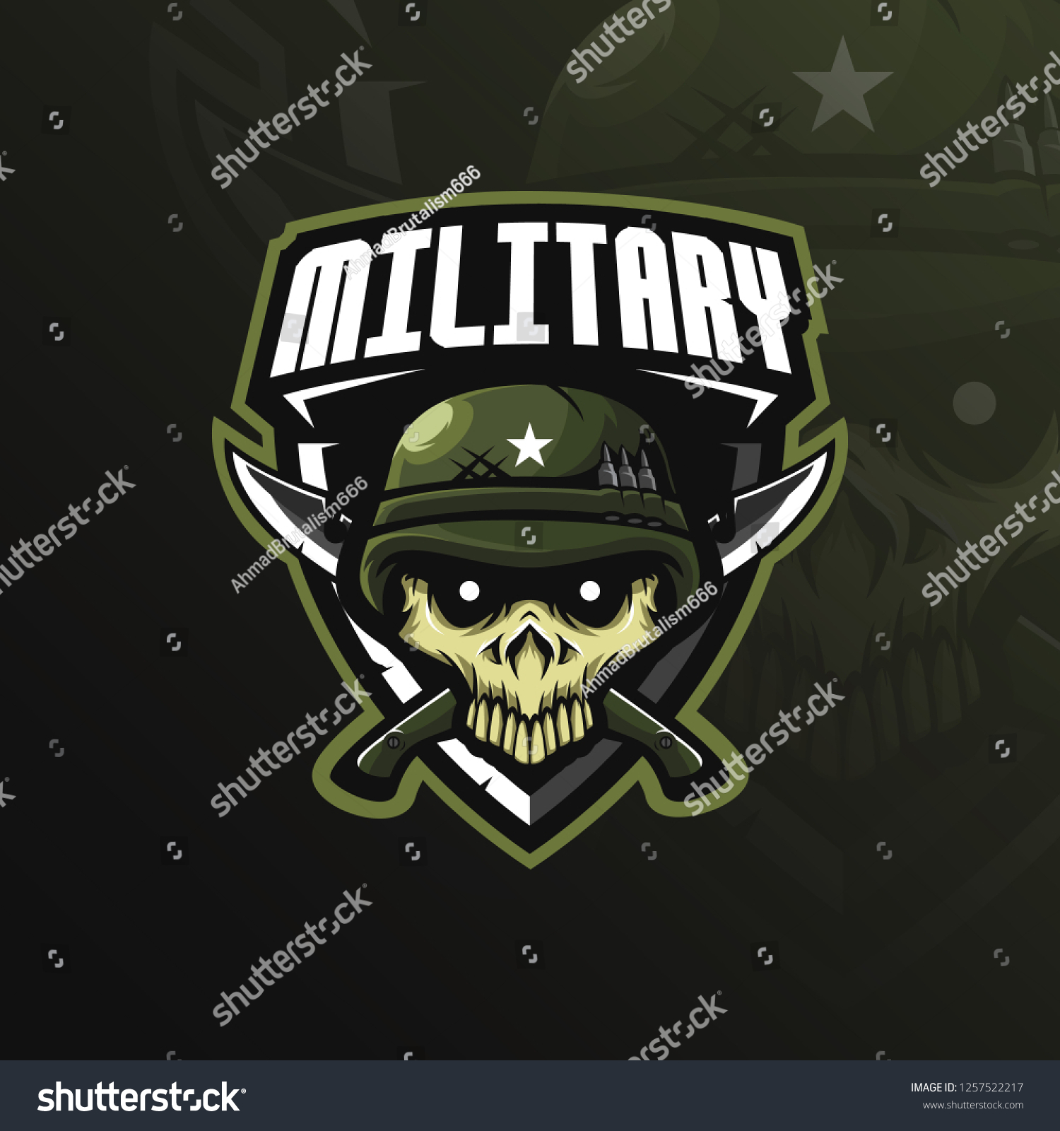 Skull Military Mascot Logo Design Vector Stock Vector (Royalty Free ...