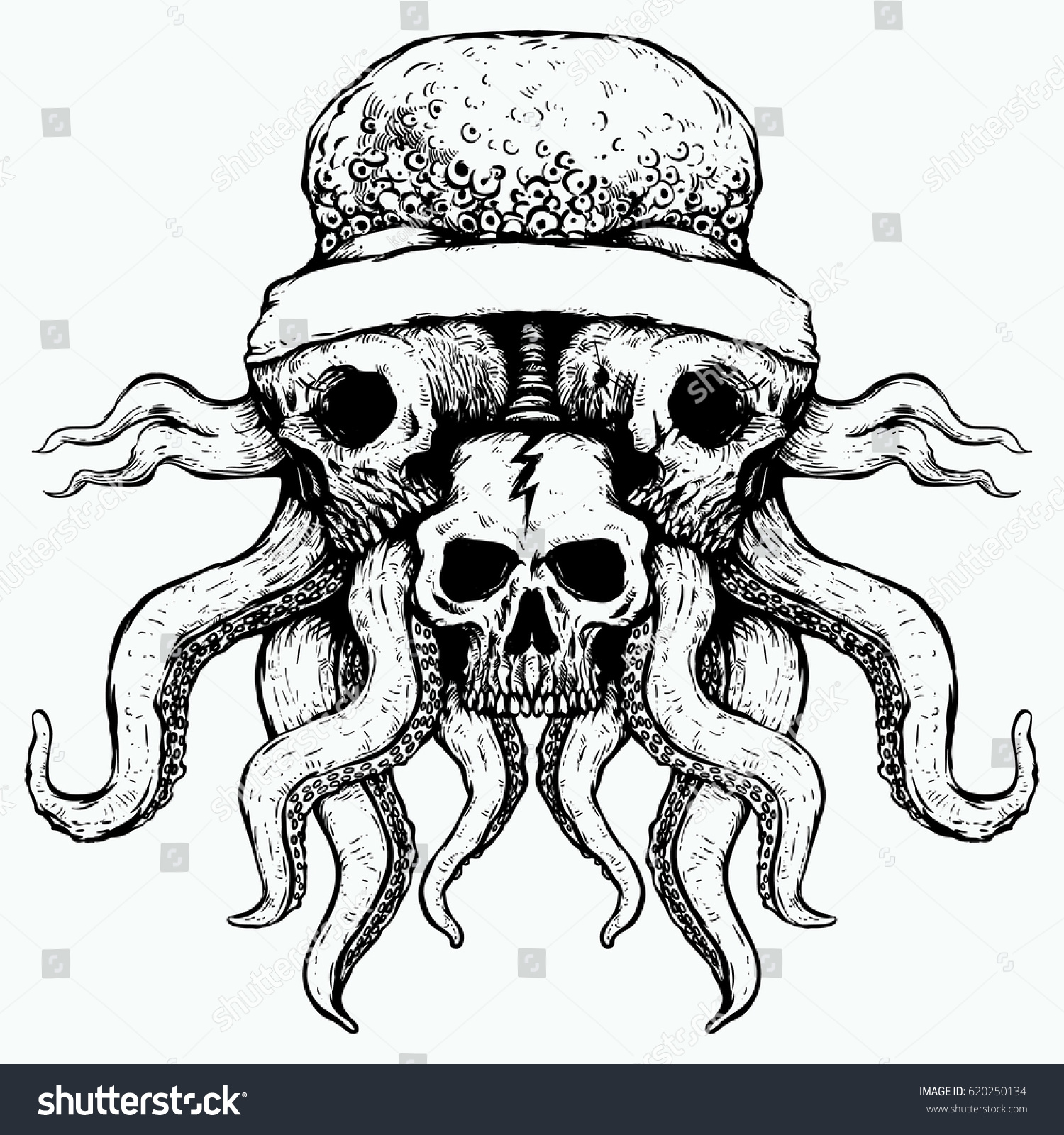 Skull Octopus Stock Vector (Royalty Free) 620250134