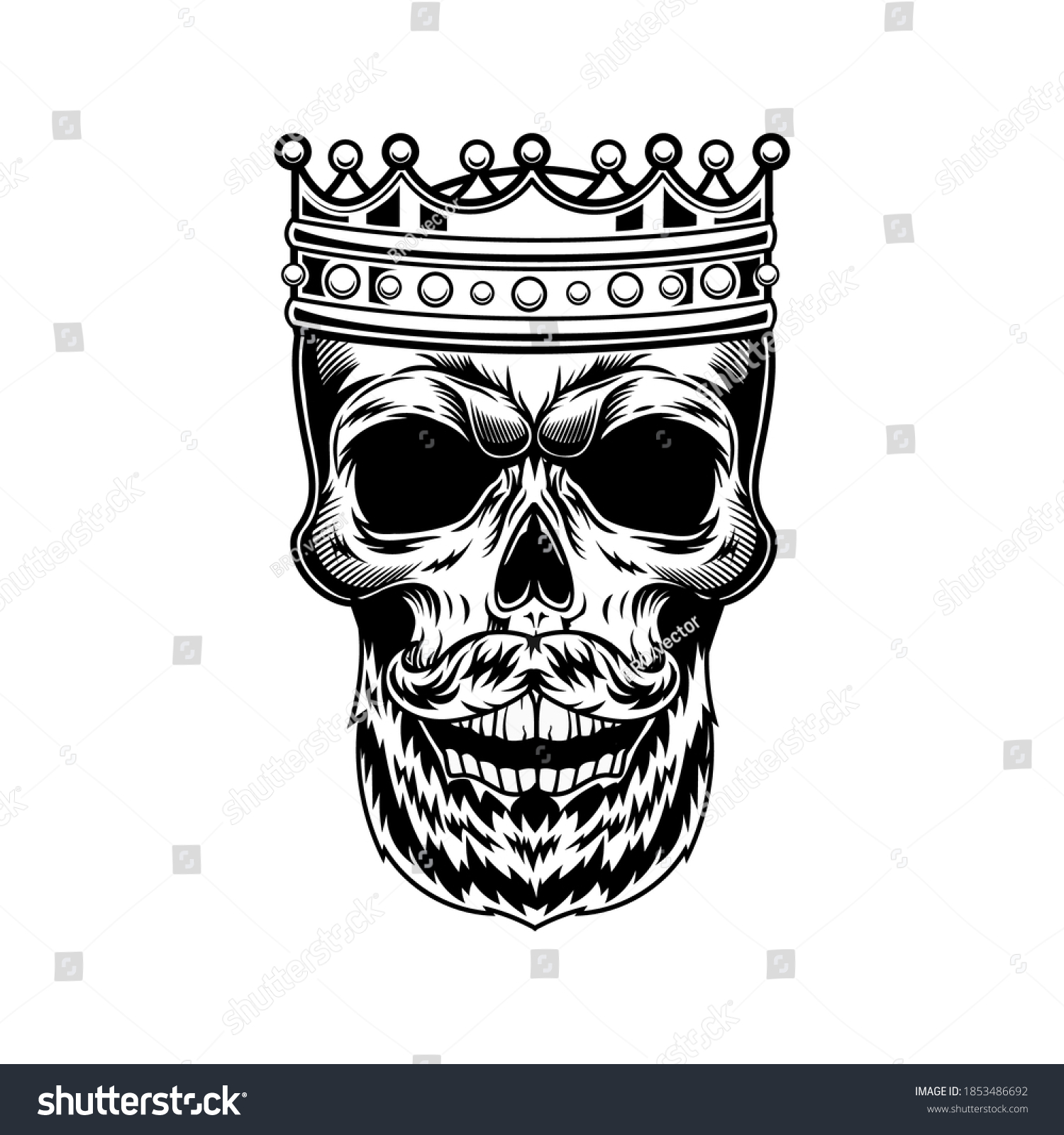 Skull Bearded King Vector Illustration Head Stock Vector (Royalty Free ...