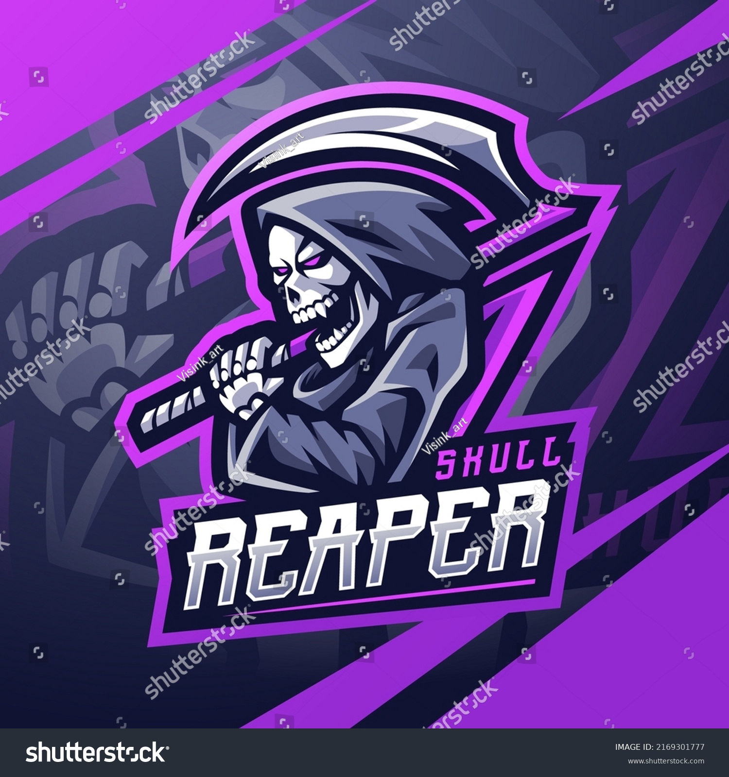 Skull Reaper Logo Mascot Design Stock Vector (Royalty Free) 2169301777 ...