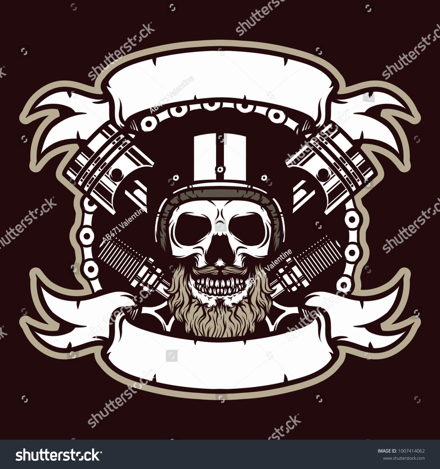 Skull Rider Badge Piston Spark Plugs Stock Vector (Royalty Free ...