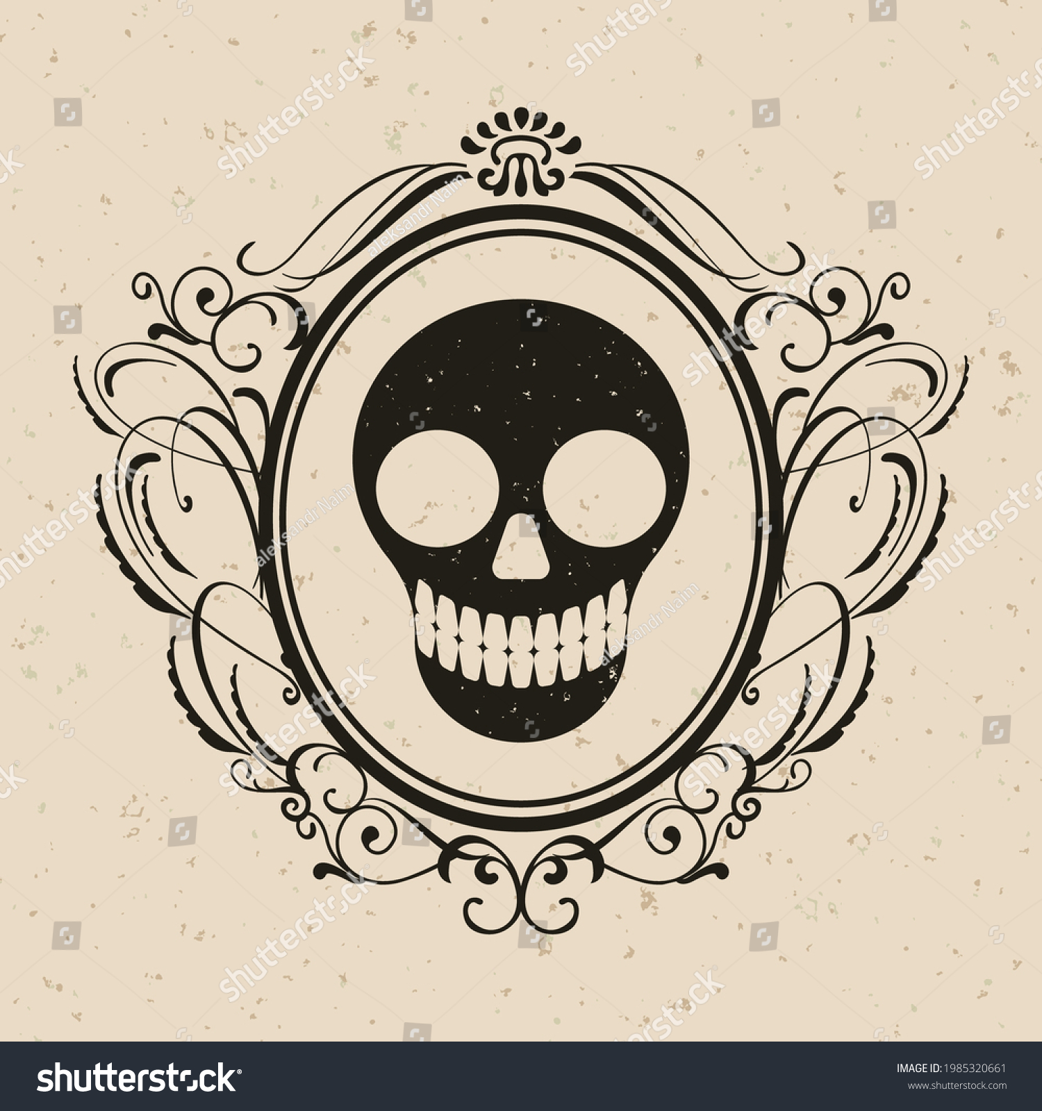 Skull Sign Retro Logo On Vintage Stock Vector (Royalty Free) 1985320661 ...