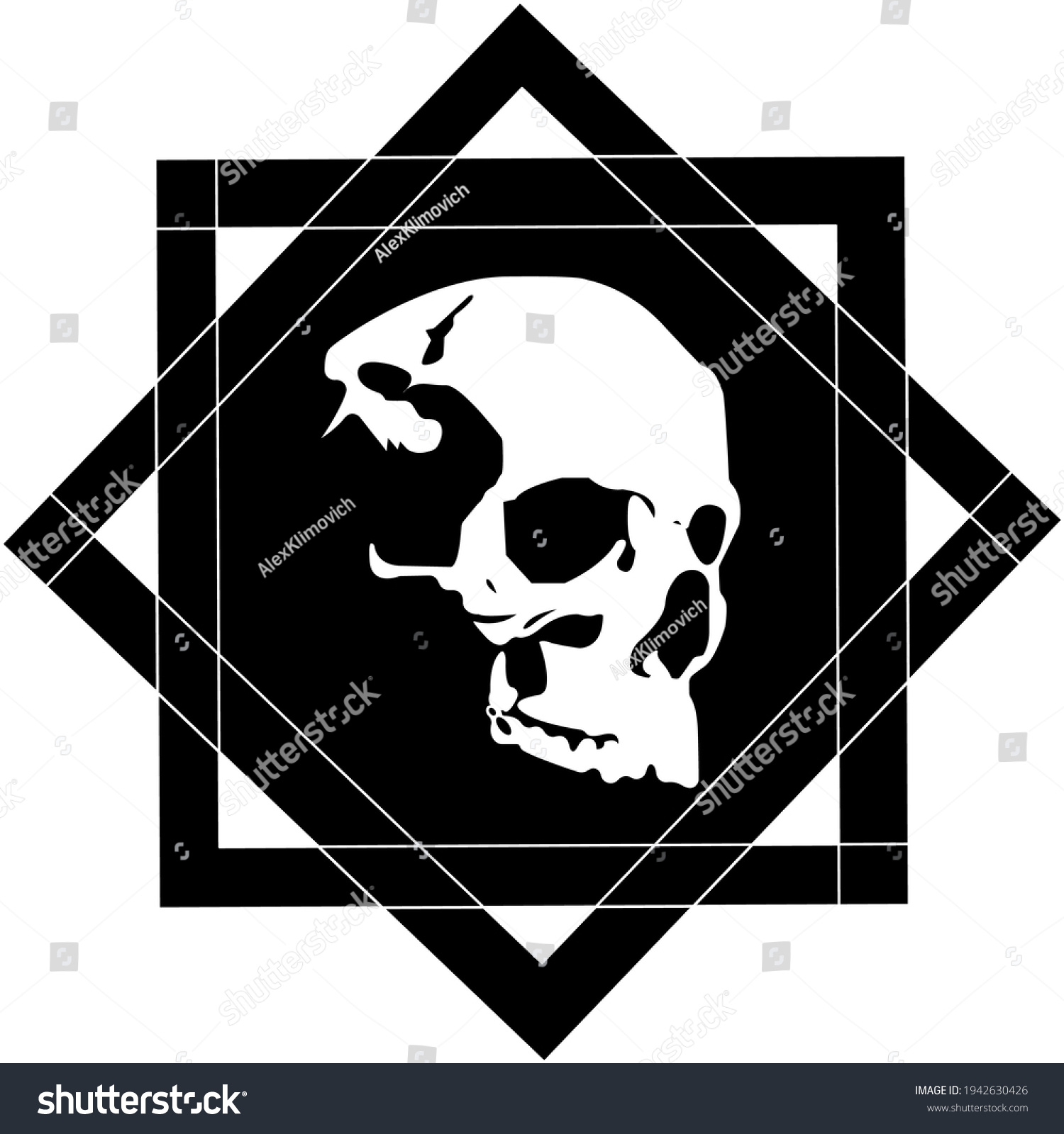 SVG of Skull Svg. Fashion Design. Fashion skull.Vector illustration isolated on white background. Skull shirt design. Skul cutting file for Silhouette and Cricut. svg