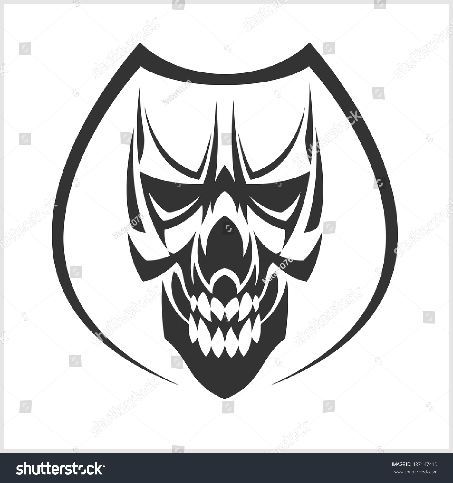 Skull Tattoo And Tribal Design - Isolated On White Stock Vector ...