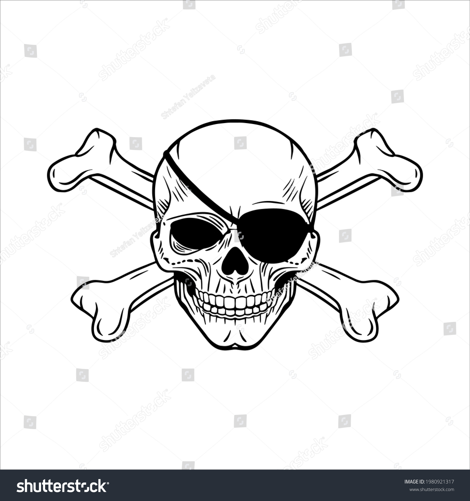 SVG of Skull. The skeleton of a stake. Dead pirate with bones. Clipart vector illustration. Vinyl cutting and printing svg