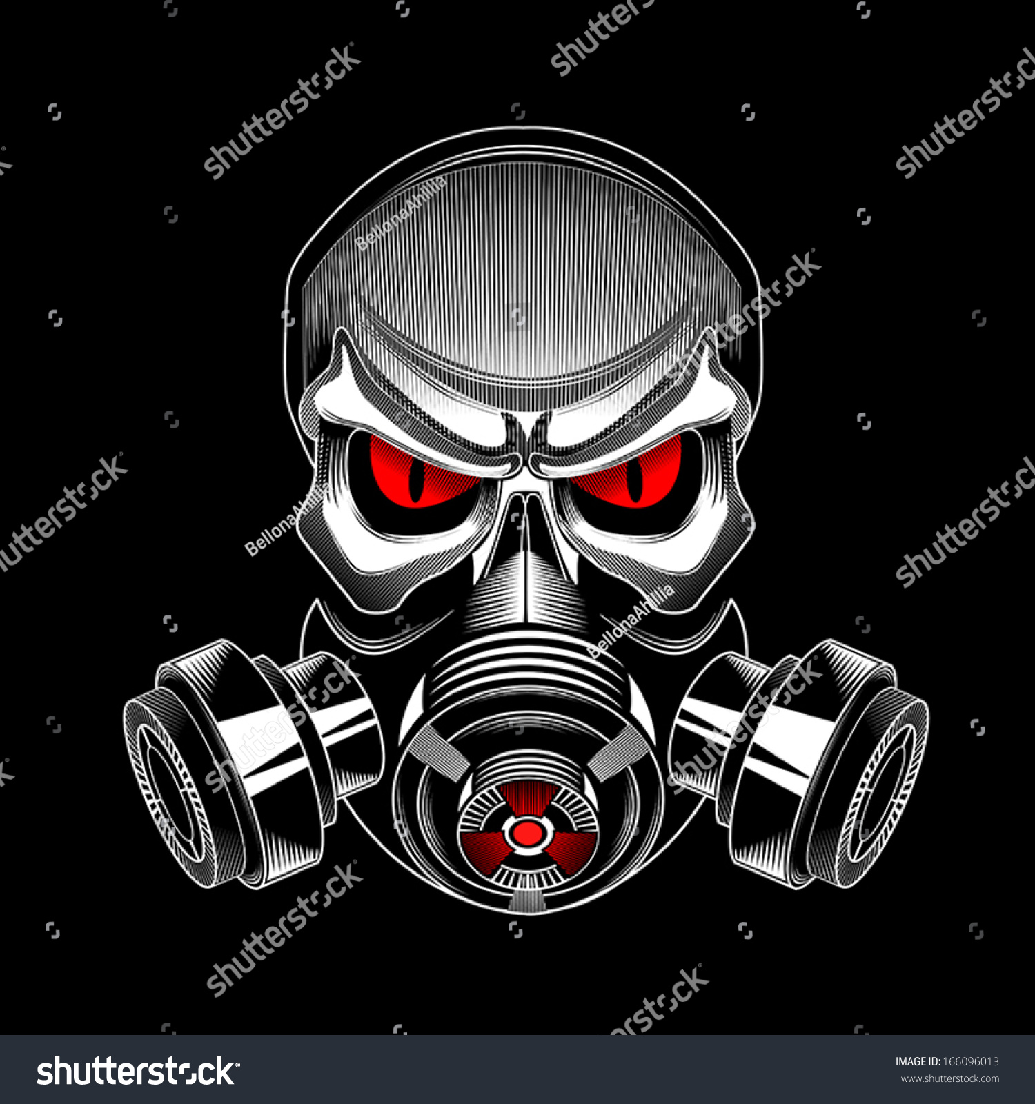 Skull With Gas Mask Drawing