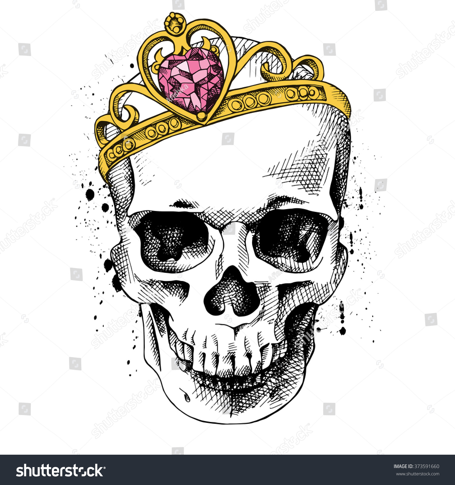 Download Skull Crown Vector Illustration Stock Vector 373591660 ...