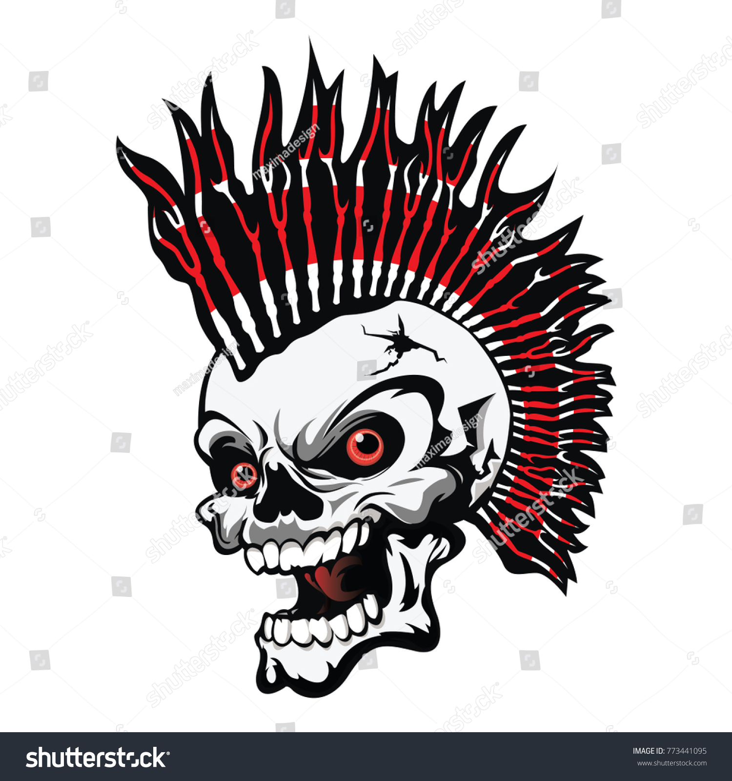 Skull Bone Hair Vector Illustration Stock Vector (royalty Free 