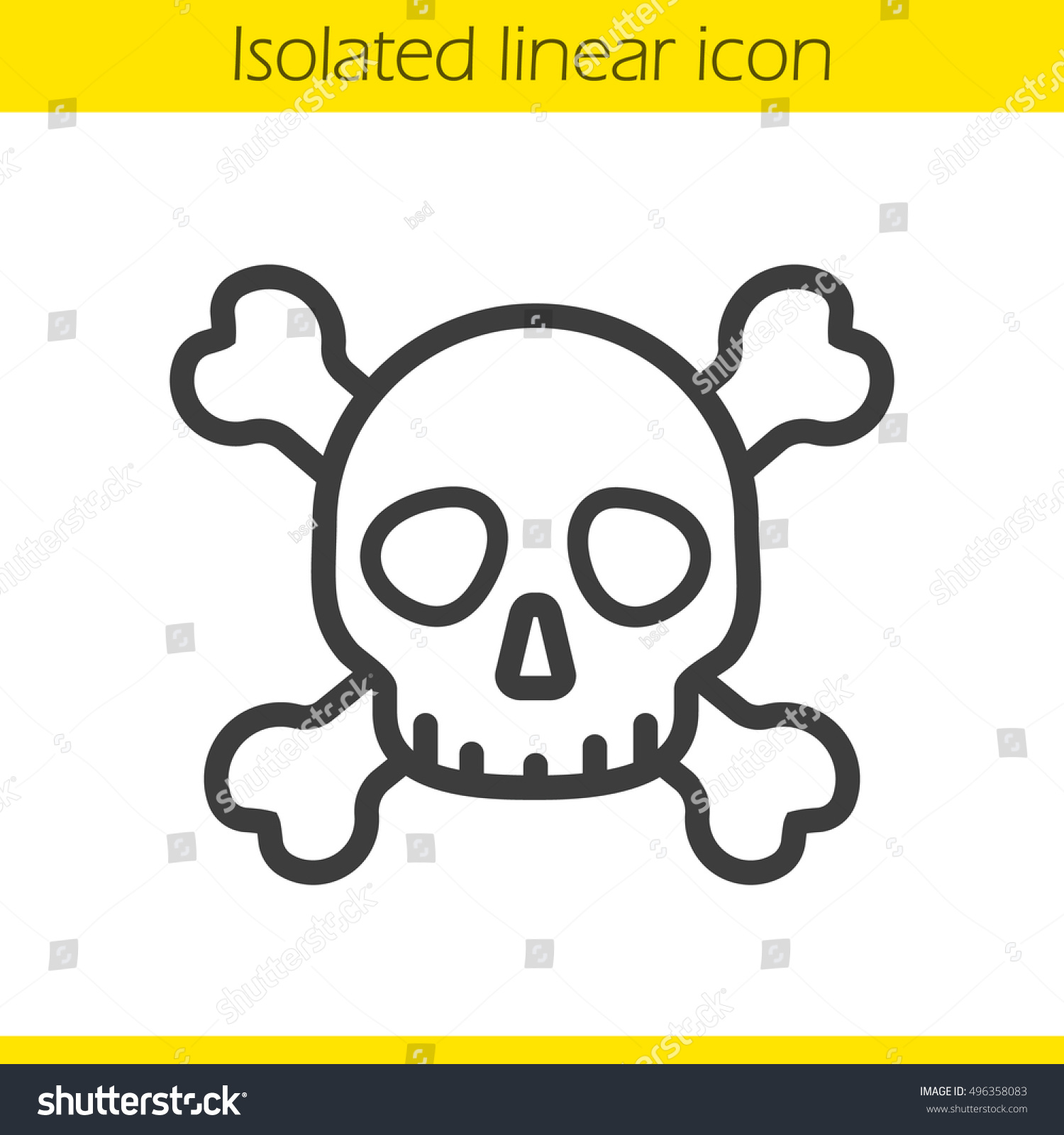Skull Crossbones Linear Icon Death Sign Stock Vector Royalty Free 496358083