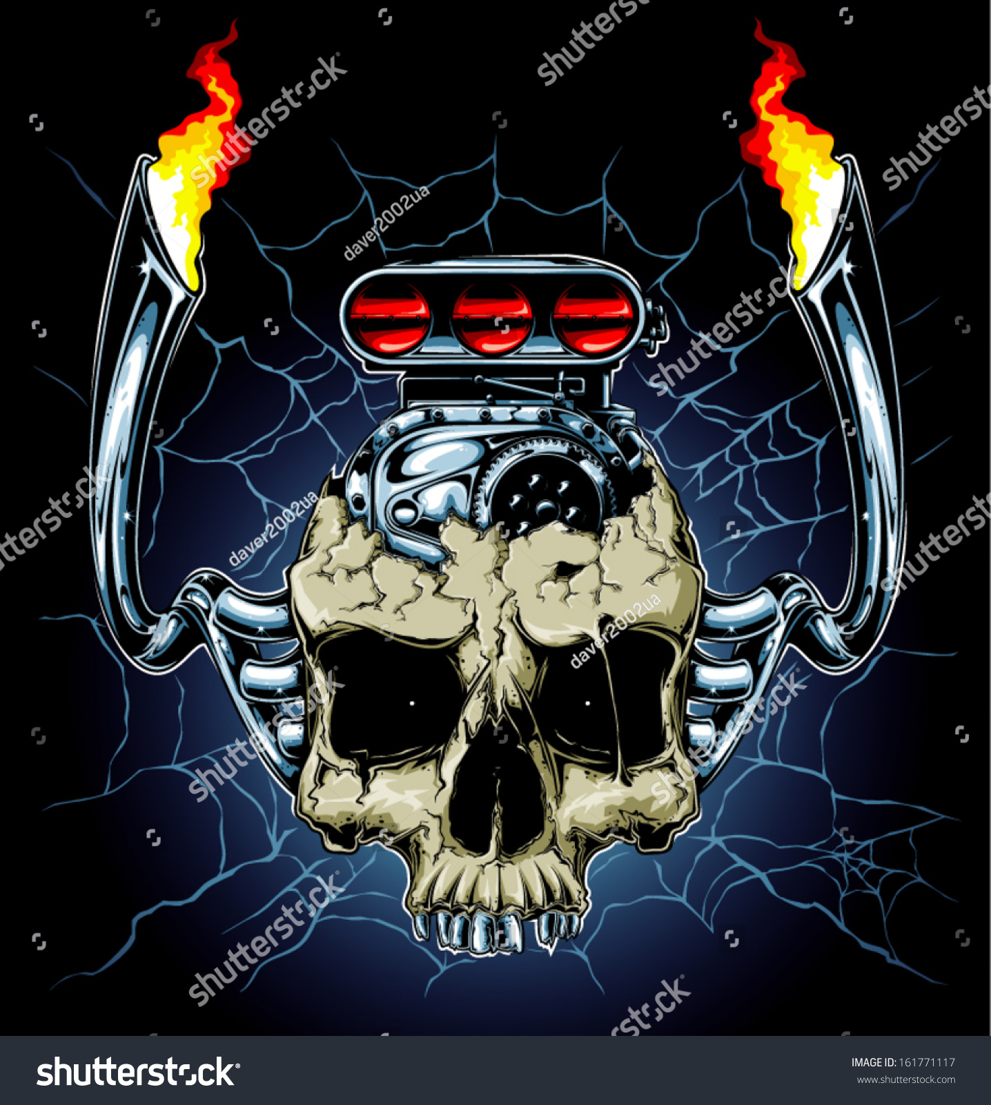 SVG of Skull with dragster engine svg