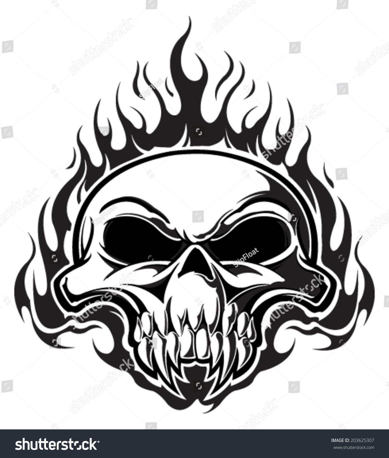 Skull Flames Stock Vector 203625307 - Shutterstock