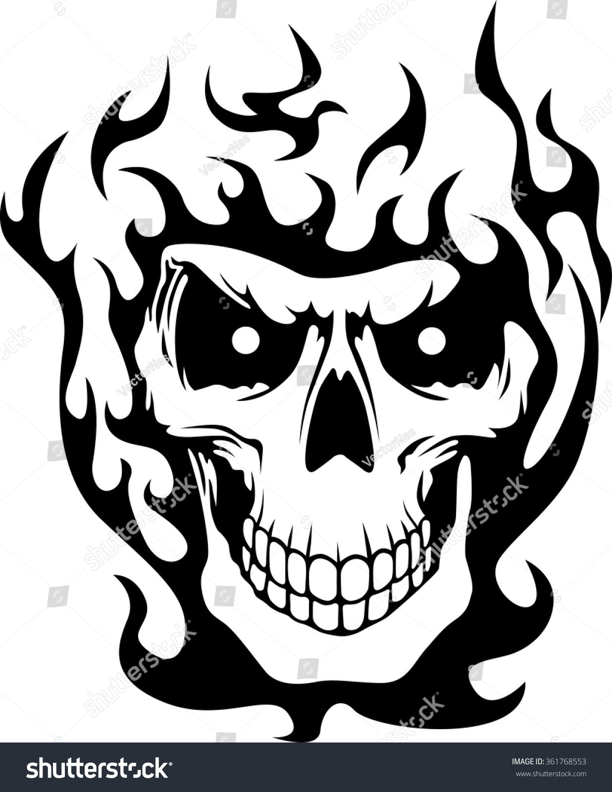 Skull With Flames Clip Art 