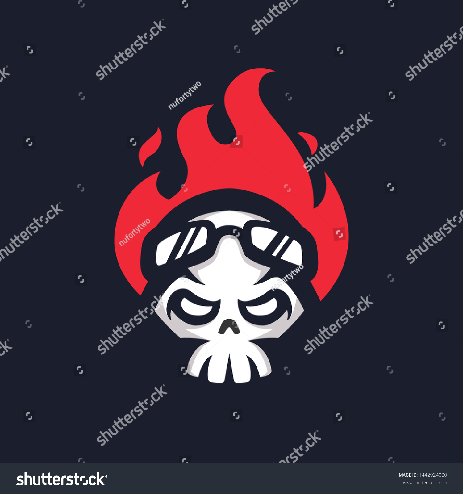 Skull Glasses On Fire Logo Mascot Stock Vector Royalty Free