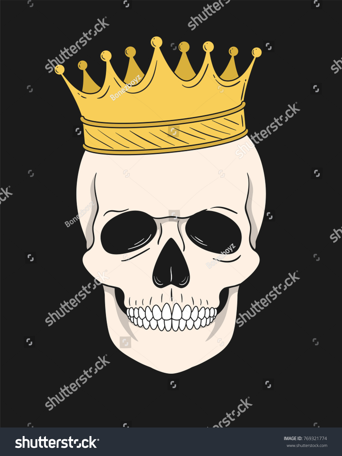 Skull Gold Crown Vector Illustration Tshirt Stock Vector Royalty Free