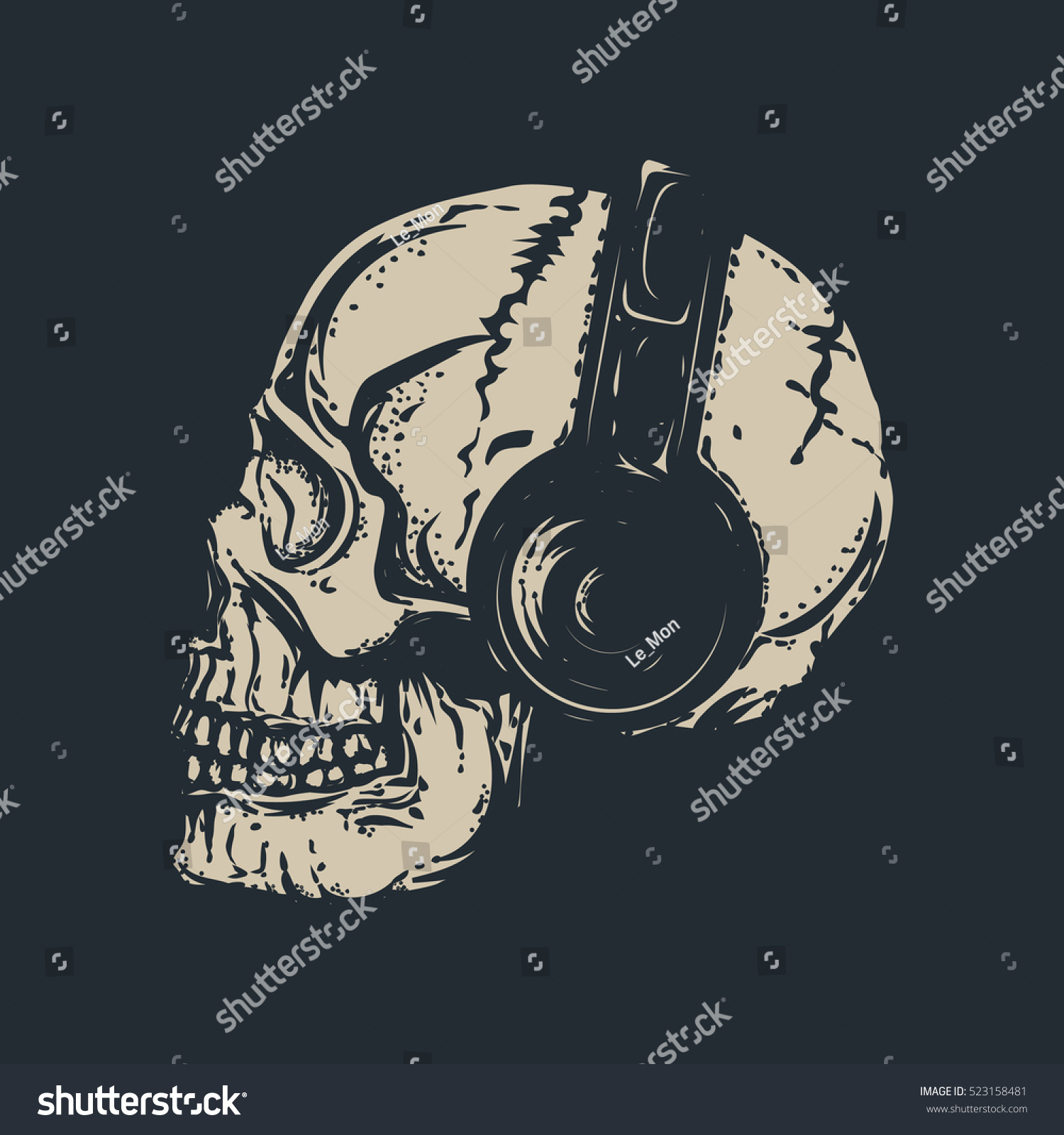 Skull Headphones Dead Head Stock Vector (Royalty Free) 523158481