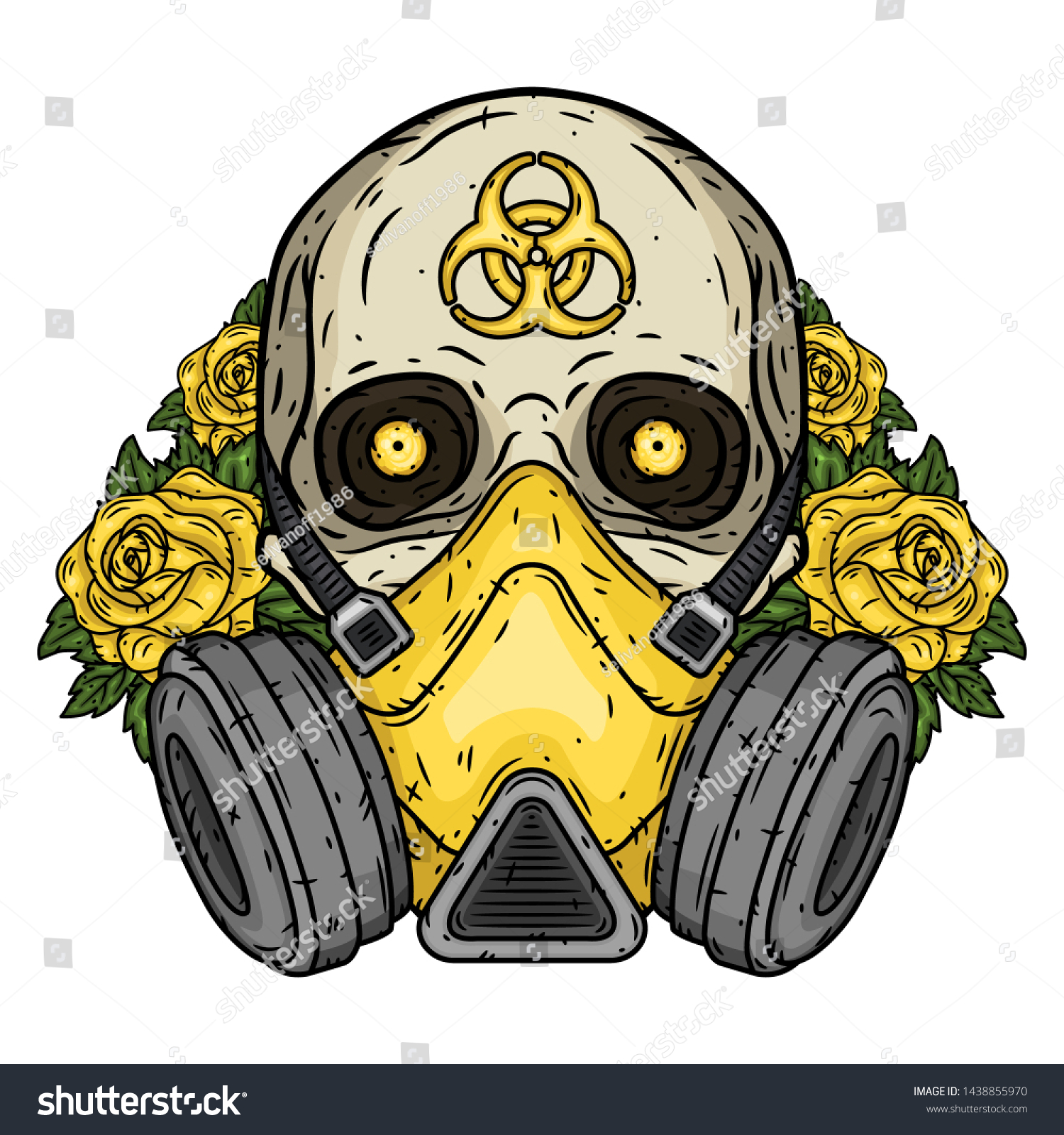 Download Skull Respirator Yellow Roses Skull Gas Stock Vector Royalty Free 1438855970 PSD Mockup Templates