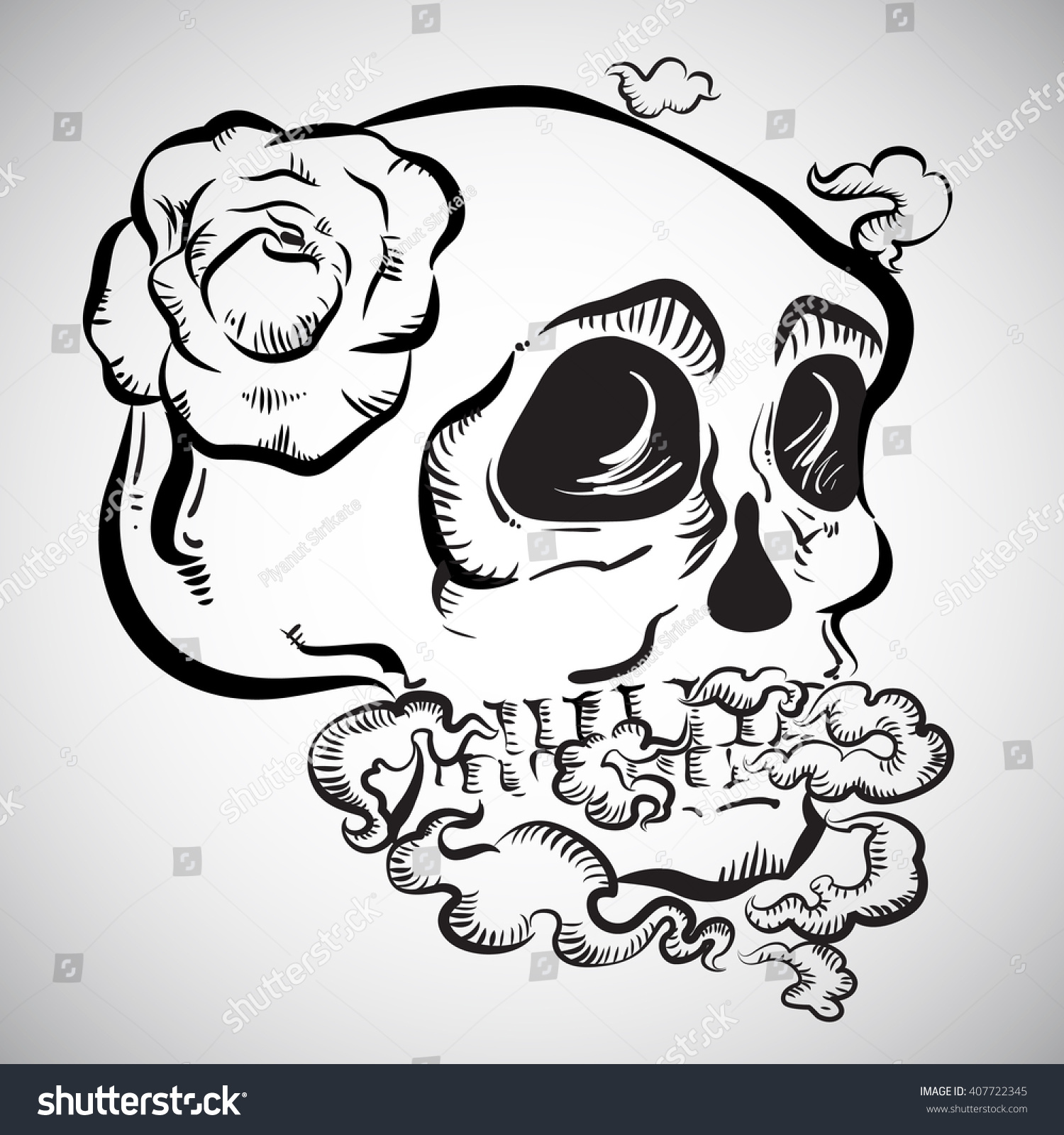 Skull Smoke Vector Sketch Draw Illustration Stock Vector (Royalty Free ...