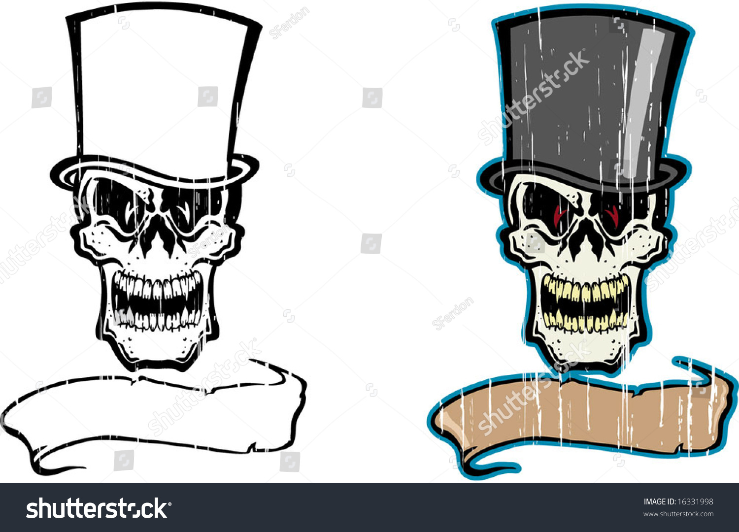 Skull Top Hat Stock Vector 16331998 Shutterstock