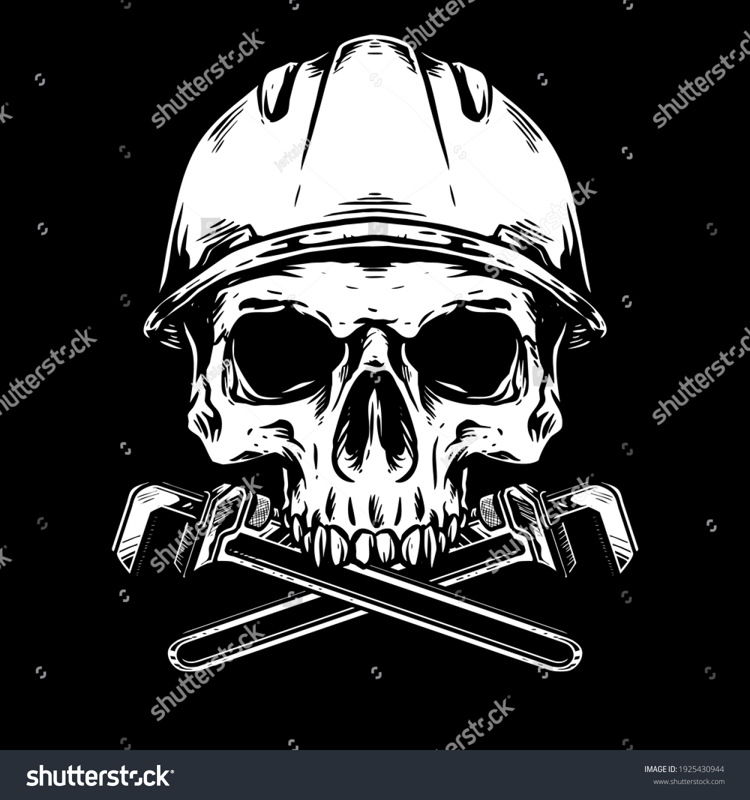 Skull Wrench Safety Helmet Vector Stock Vector (Royalty Free ...