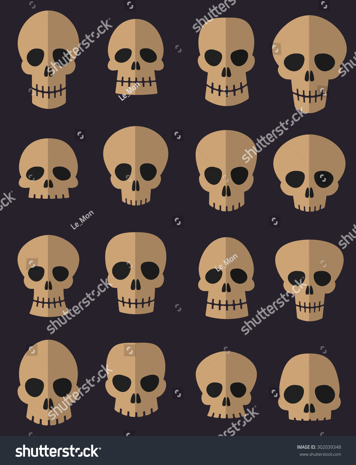 Skulls Set Stock Vector Royalty Free 302039348