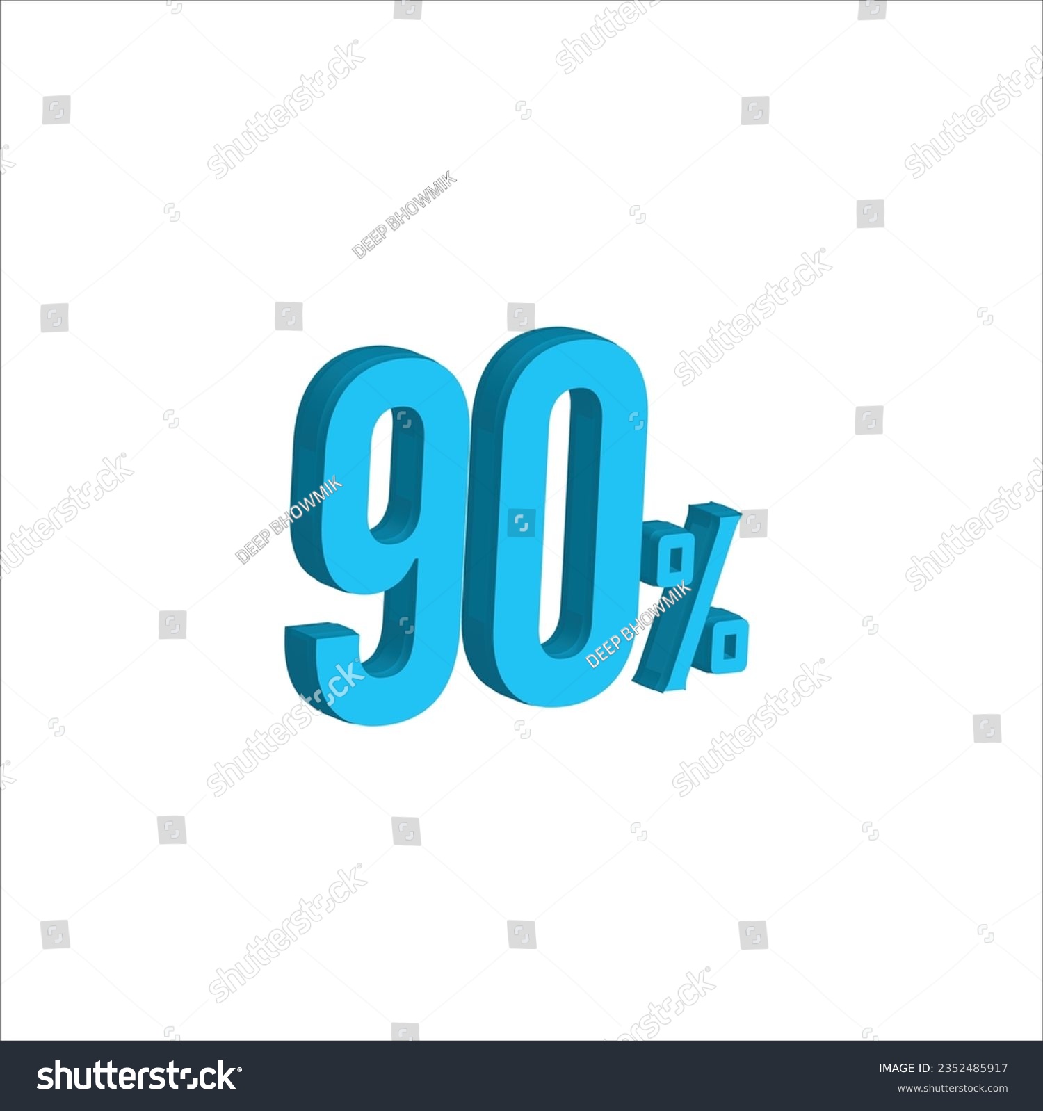 SVG of Sky blue 90% Percent 3d illustration sign on white background have work path. Special Offer 97 Percent Discount Tag. Advertising signs. Product design. Product sales.
 svg