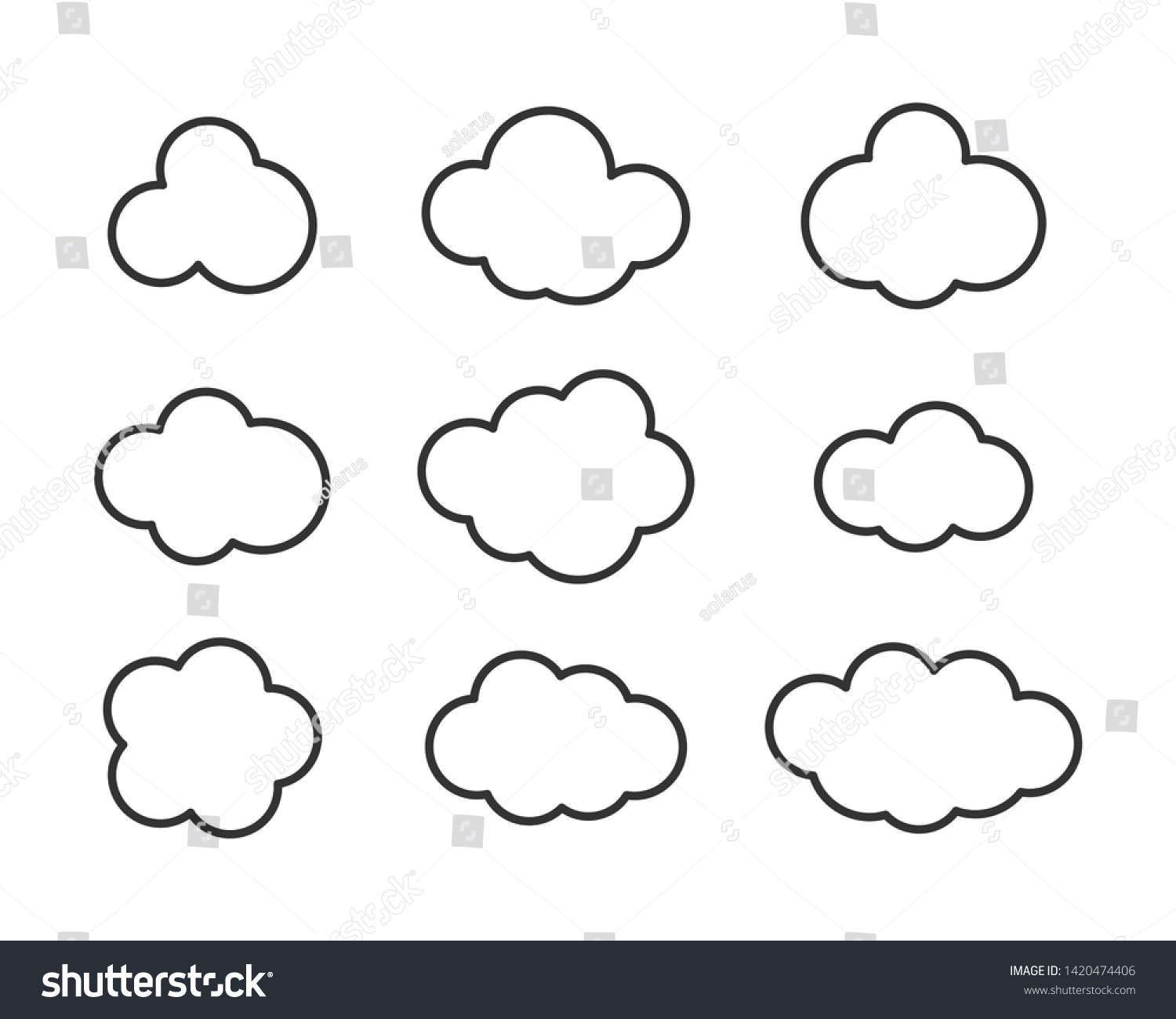 Sky Clouds Vector Silhouette Cloud Icon Stock Vector (Royalty Free ...