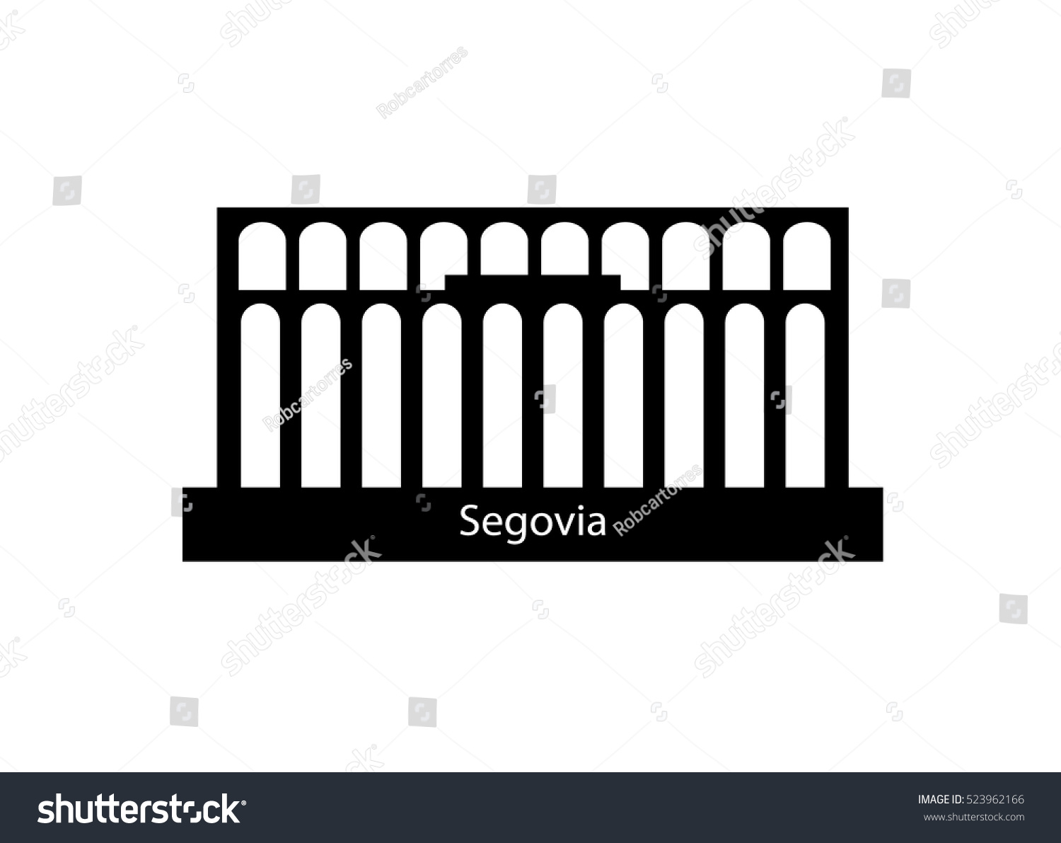 SVG of Skyline of segovia aqueduct in spain svg