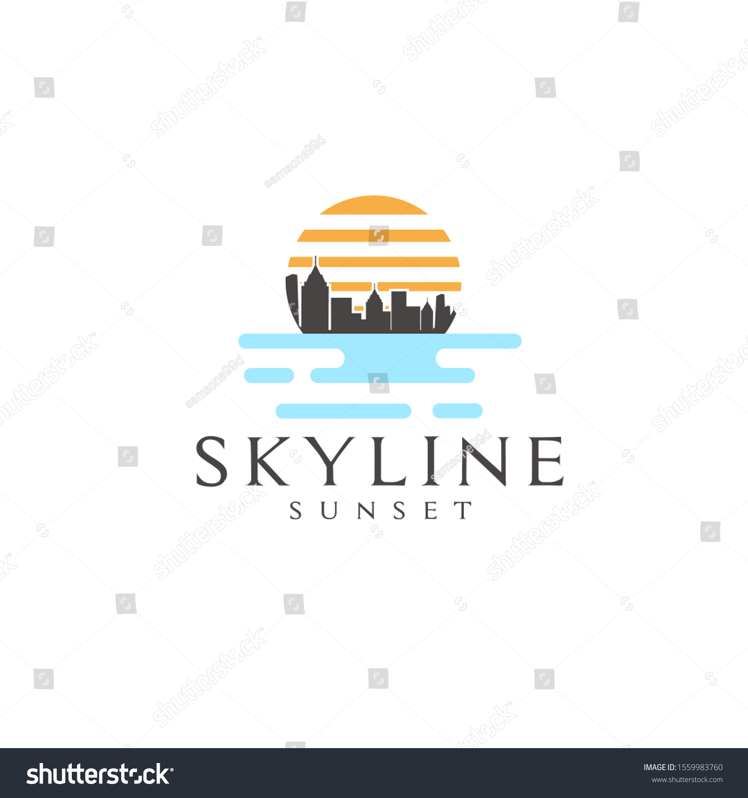 Skyline Sunset Logo Design Template Stock Vector (royalty Free) 1559983760