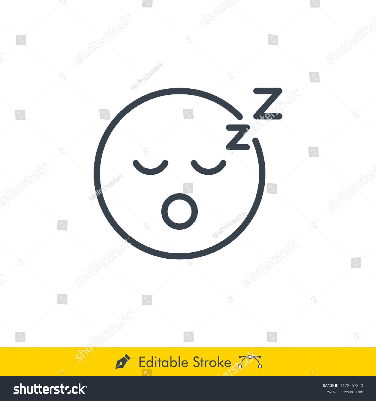 Sleep Emoji Emoticon Icon Vector Line เวกเตอร์สต็อก ปลอดค่าลิขสิทธิ์ 1178967820 Shutterstock 6519