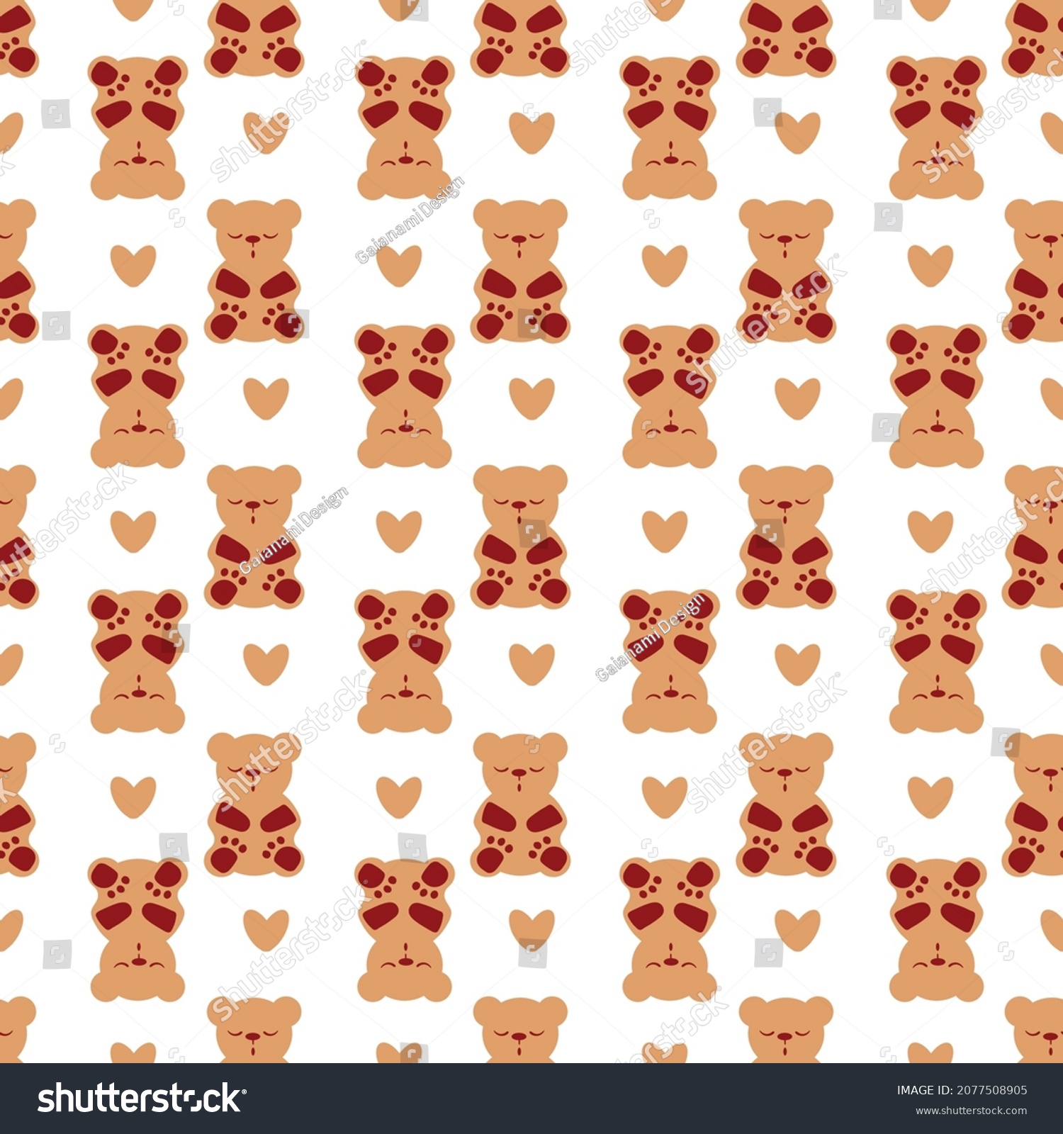 SVG of Sleep gummies and hearts vector seamless pattern background. Backdrop with gummy bears in orange white. Cute kawaii style characters for sleeping well, melatonin natural aid and health concept. svg