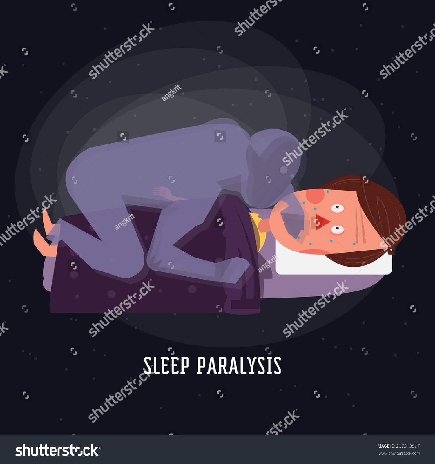 Vektor Stok Sleep Paralysis Ghost Devil Vector Illustration Tanpa Royalti 207313597 Shutterstock