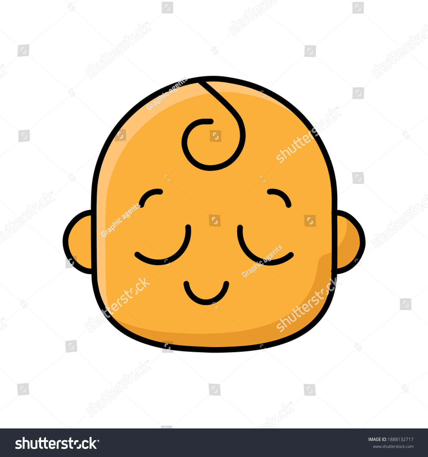 Sleeping Baby Face Emotion Colored Line Stock Vector (Royalty Free ...