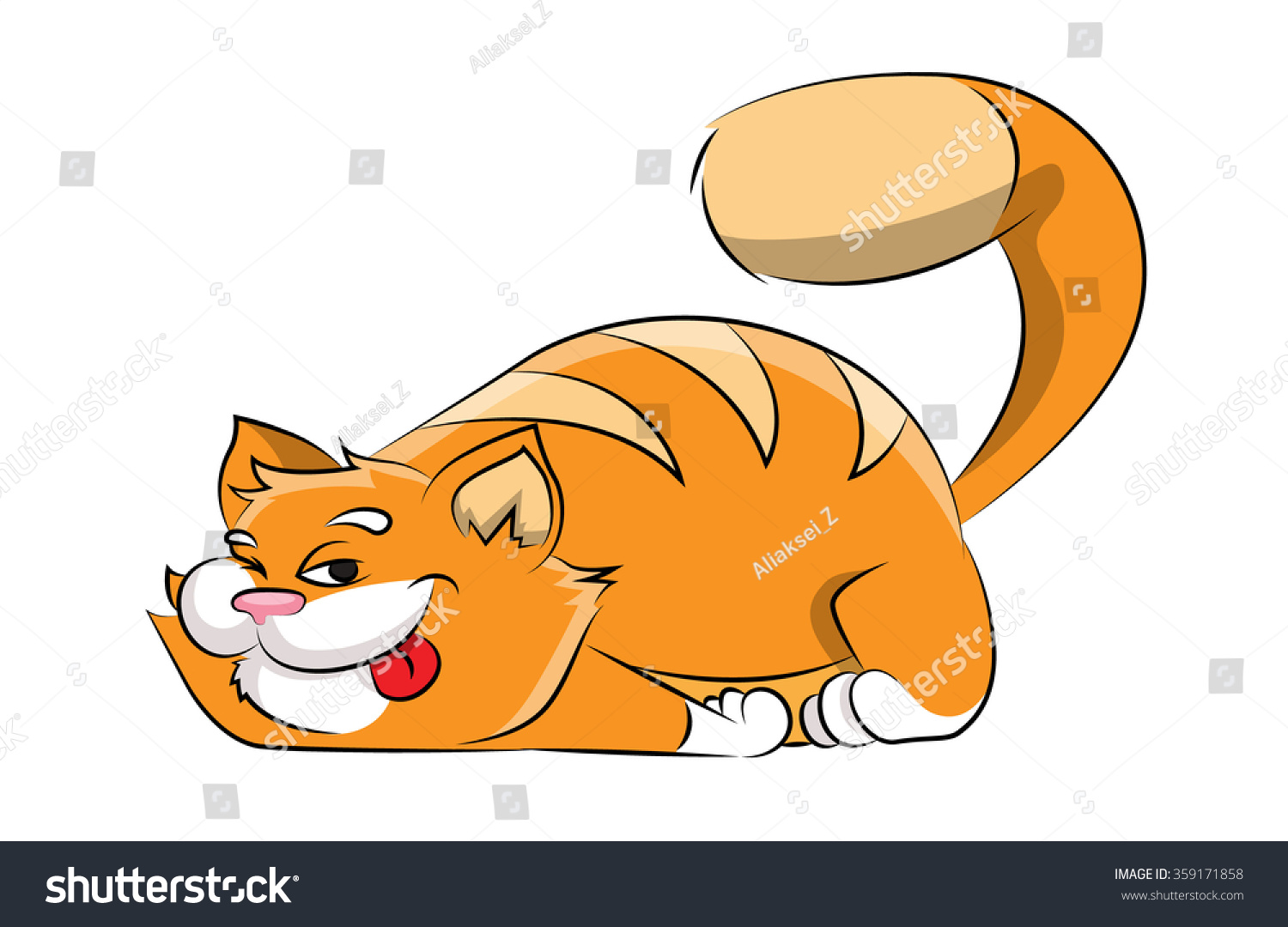 Sleeping Cartoon Cat Stock Vector Illustration 359171858 : Shutterstock