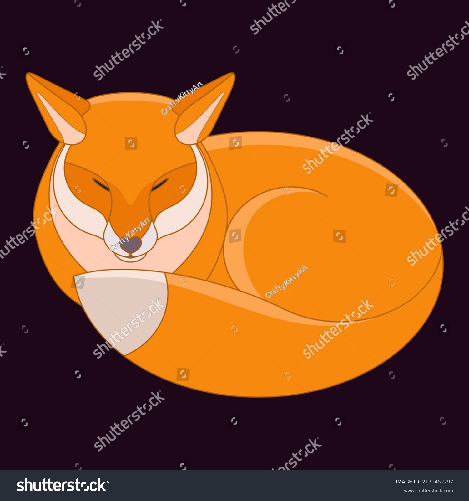 Sleeping Fox Cartoon Clipart Design Isolated Stock Vector (Royalty Free ...