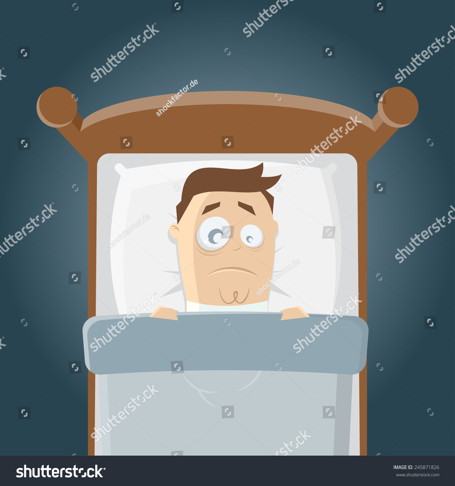 Sleepless Cartoon Man Bed Stock Vector 245871826 - Shutterstock