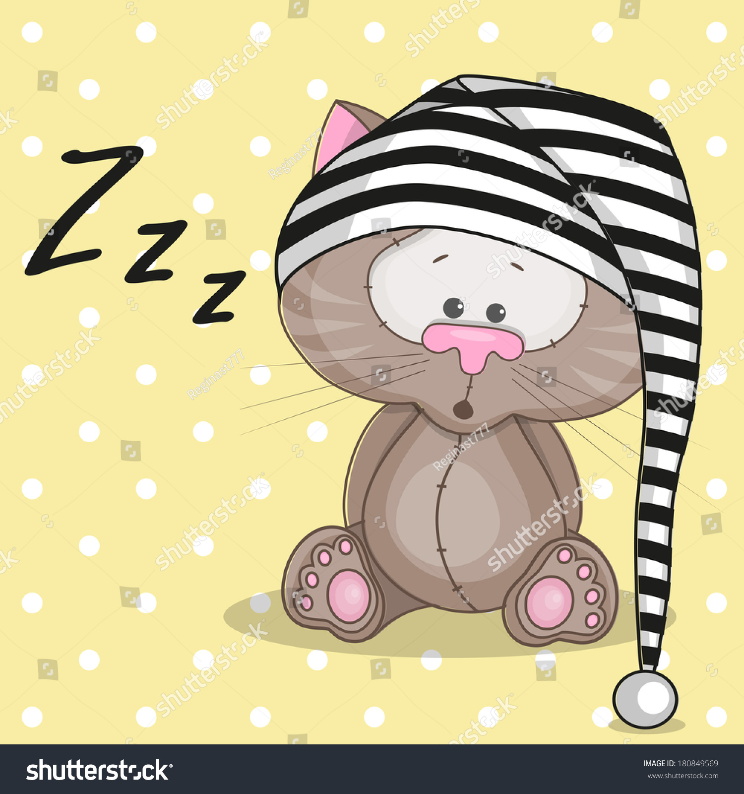 Sleepy Cat Cap Stock Vector 180849569 - Shutterstock