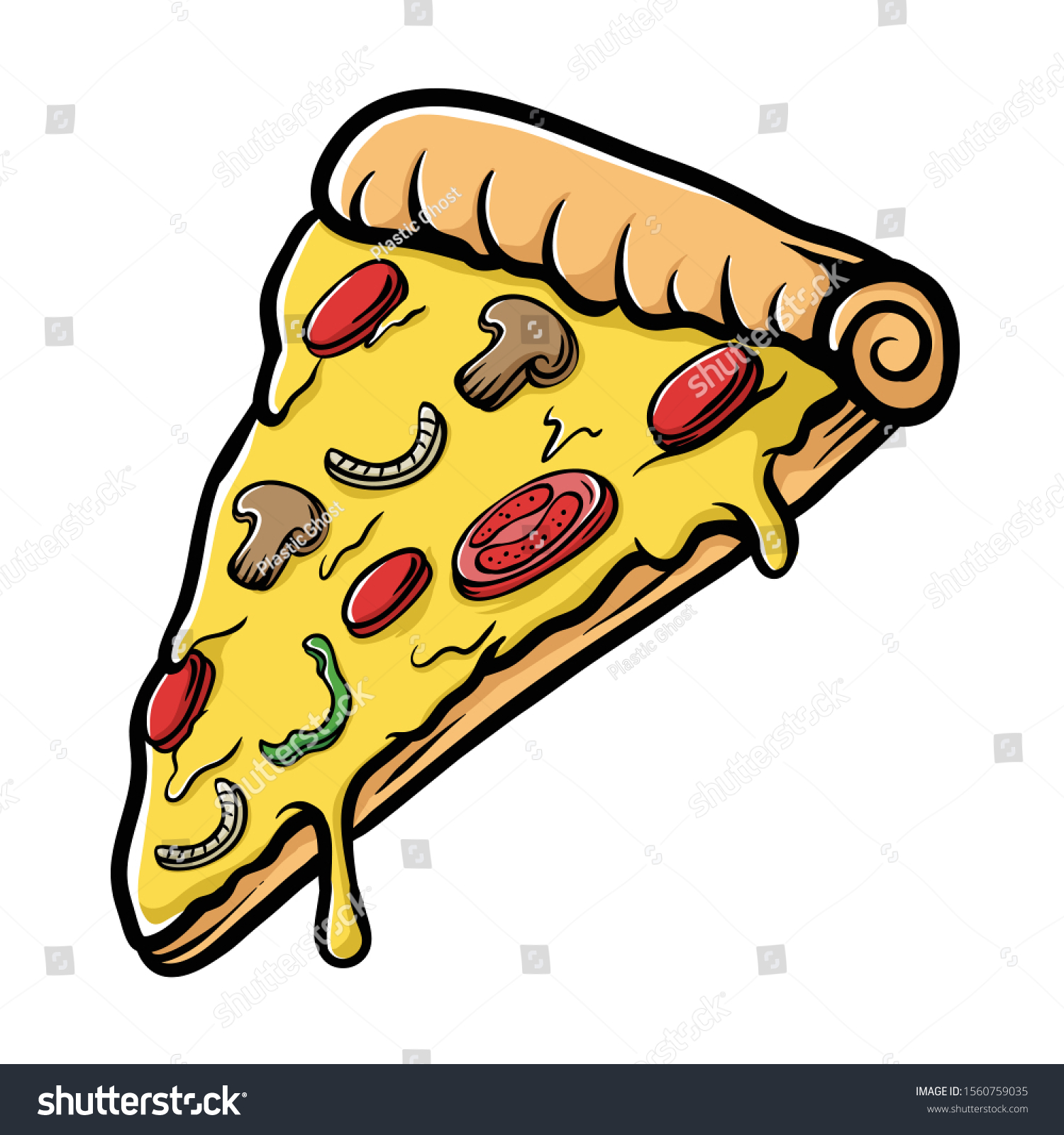 Slice Pepperoni Pizza Illustration Salami Pizza のベクター画像素材 ロイヤリティフリー