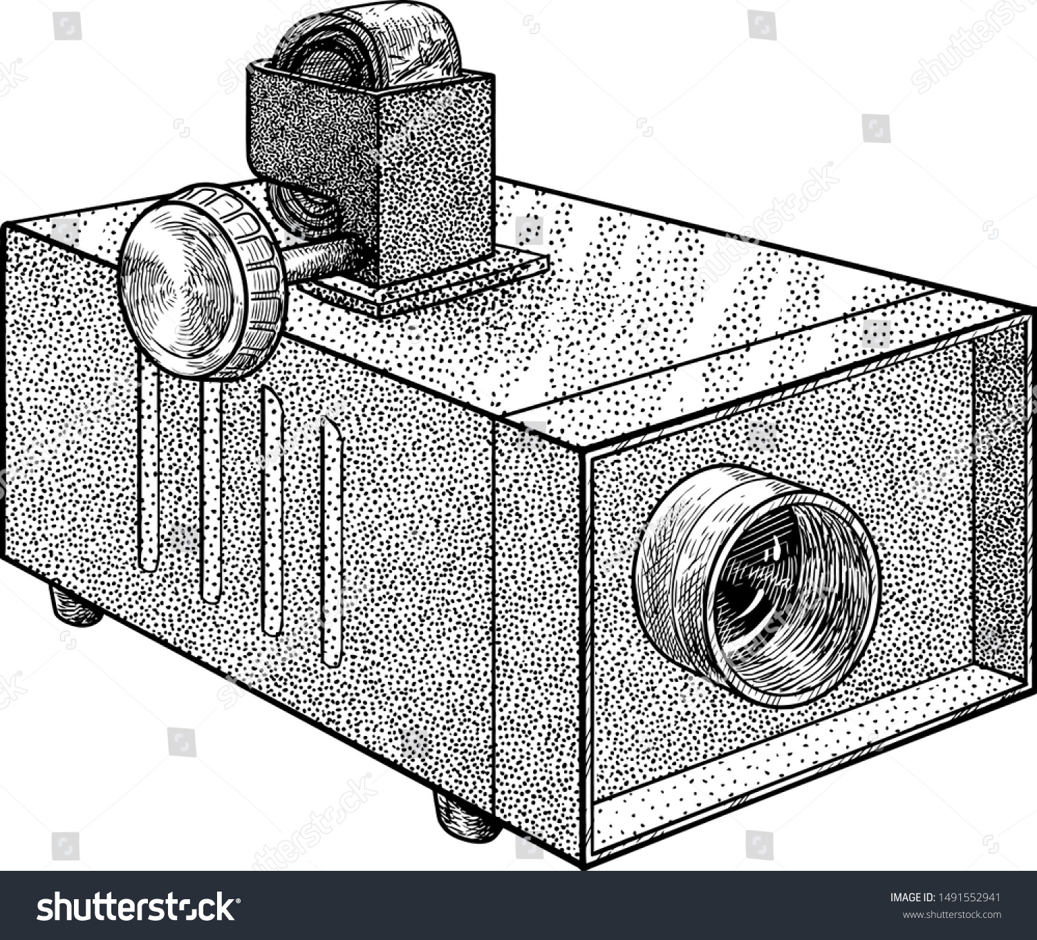 Slide Projector Illustration Drawing Engraving Ink Stock Vector Royalty Free