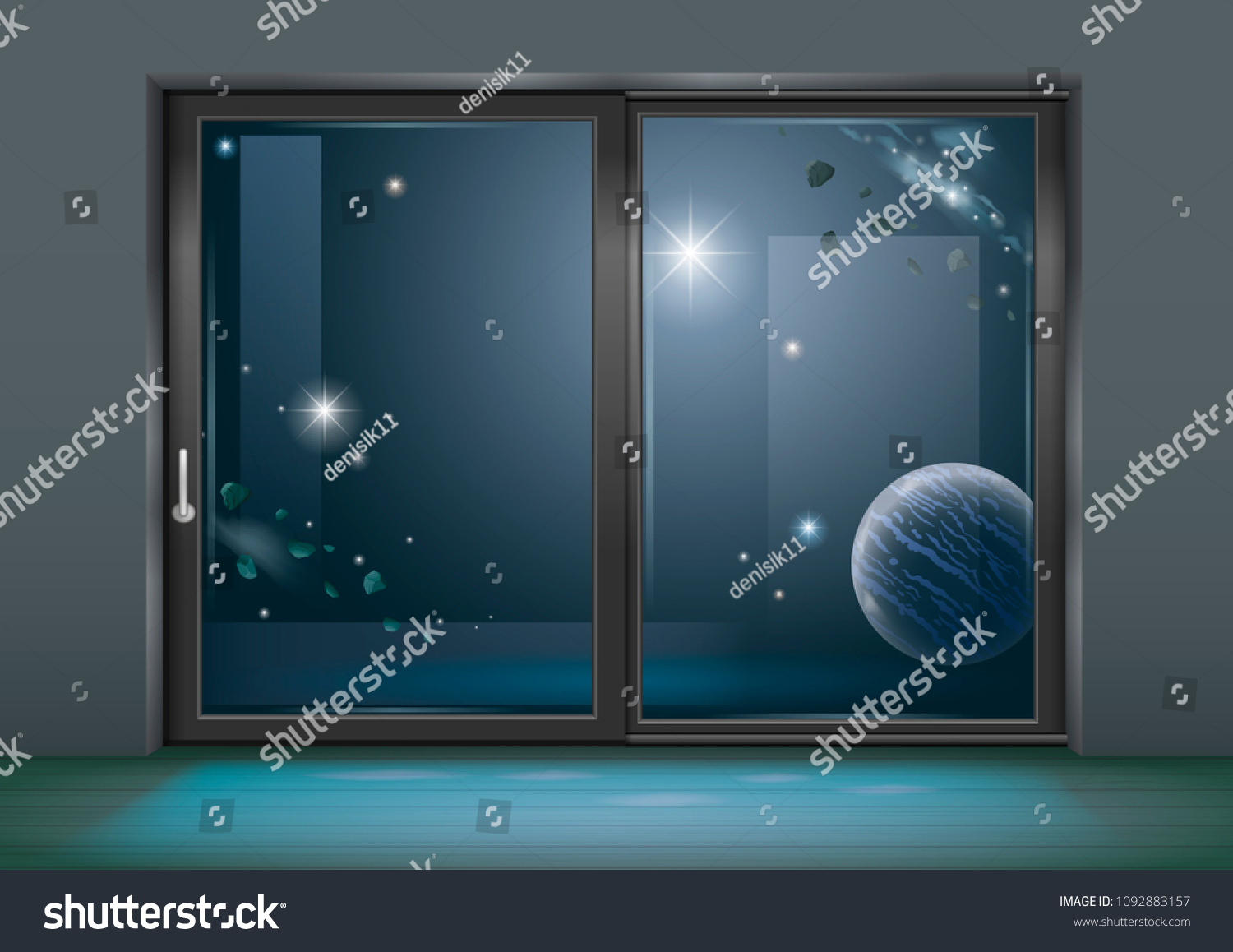 Sliding Window Space Hotel Concept Space Stock Vector Royalty Free