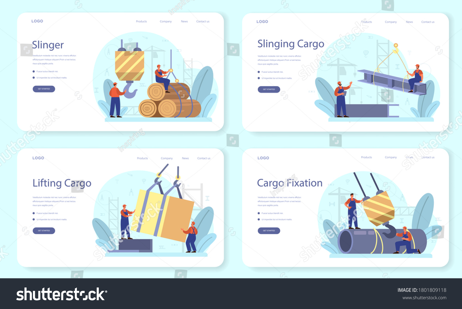 Slinger  Banner Landing Page Set Stock Vector (Royalty Free