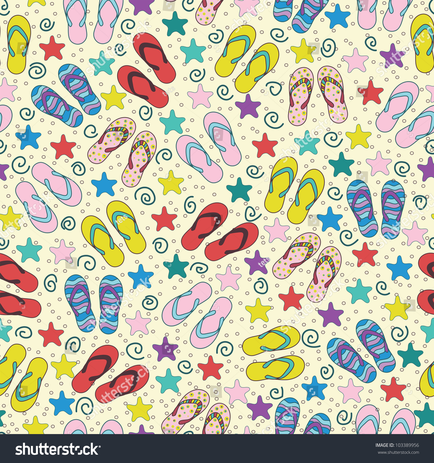 Slippers Seamless Pattern Stock Vector Illustration 103389956 ...