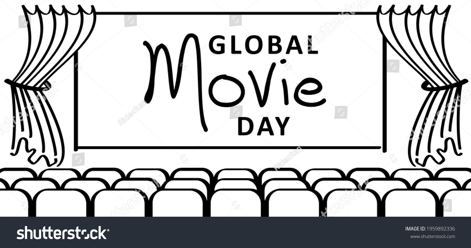 Slogan Global Movie Day Theater Stage Stock Vector (Royalty Free