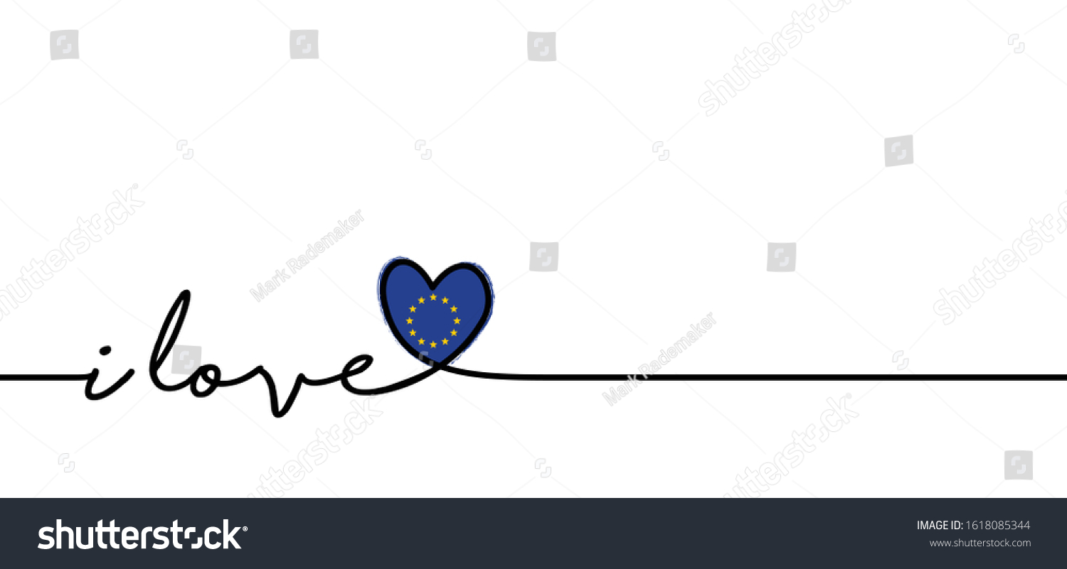 Slogan Love You Europe Europa Flag Stock Vector (Royalty Free) 1618085344